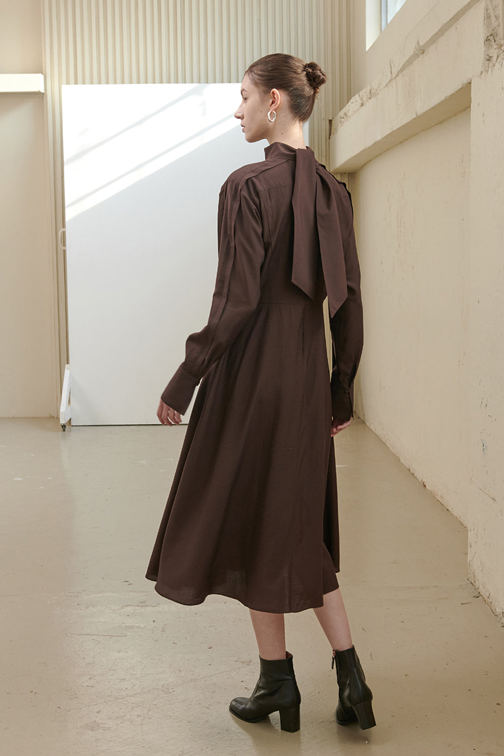 Tie Neck Flare Dress