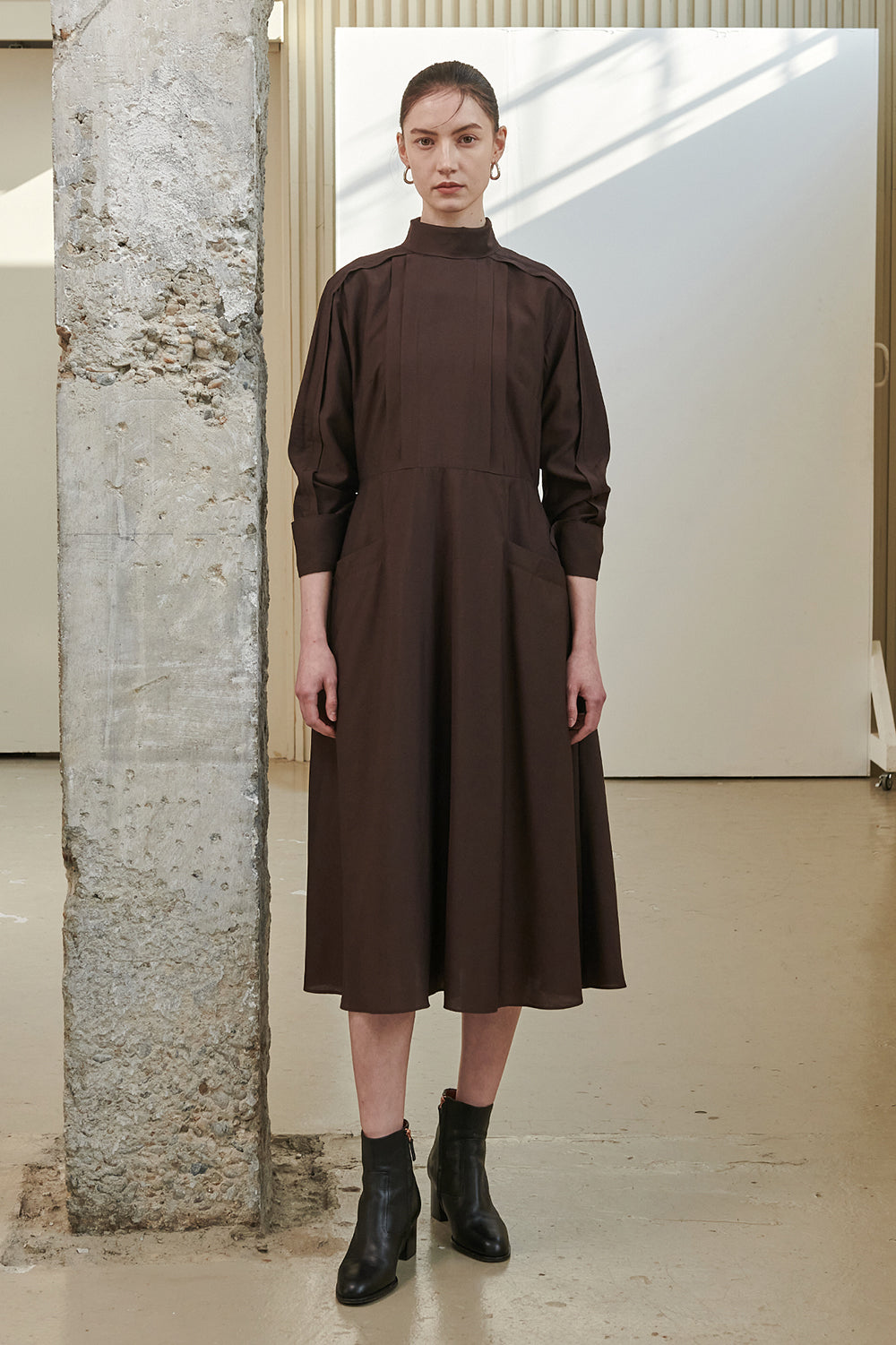 Tie Neck Flare Dress