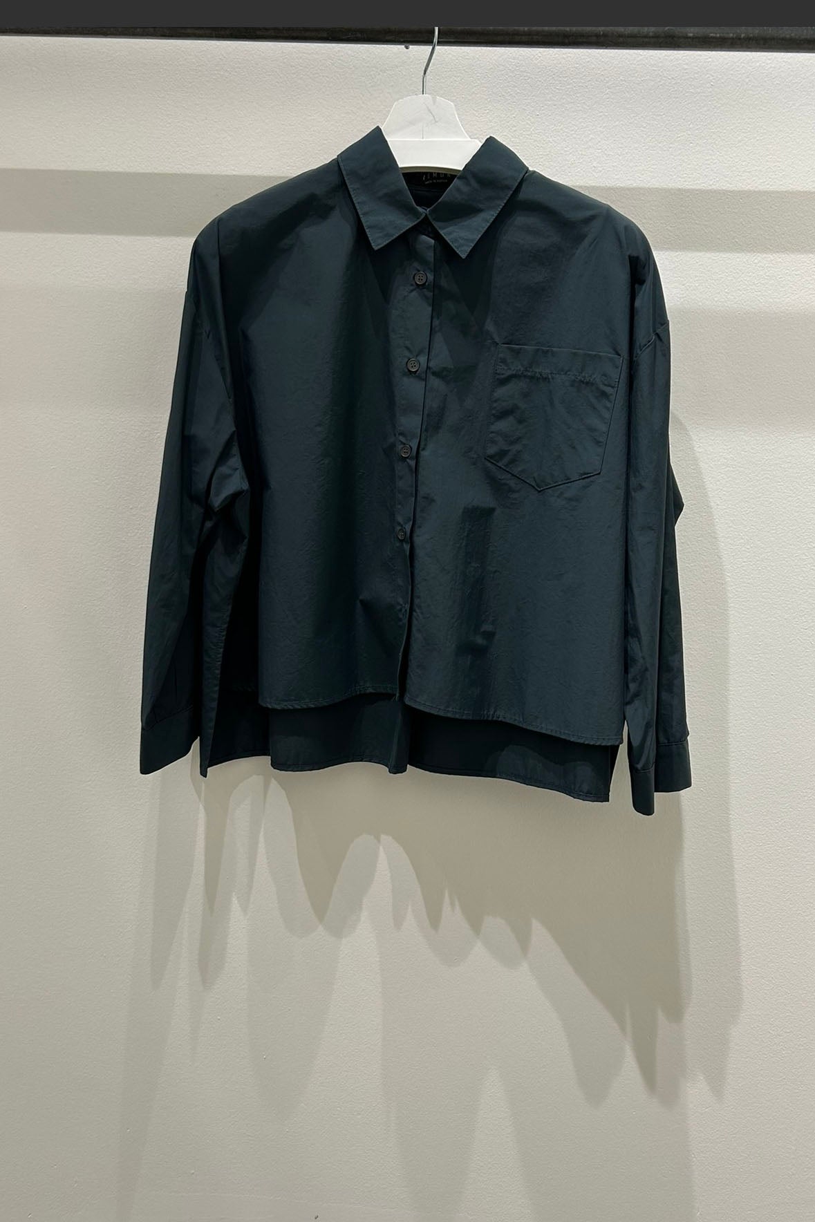 Back-Pleated Button-Up Shirt