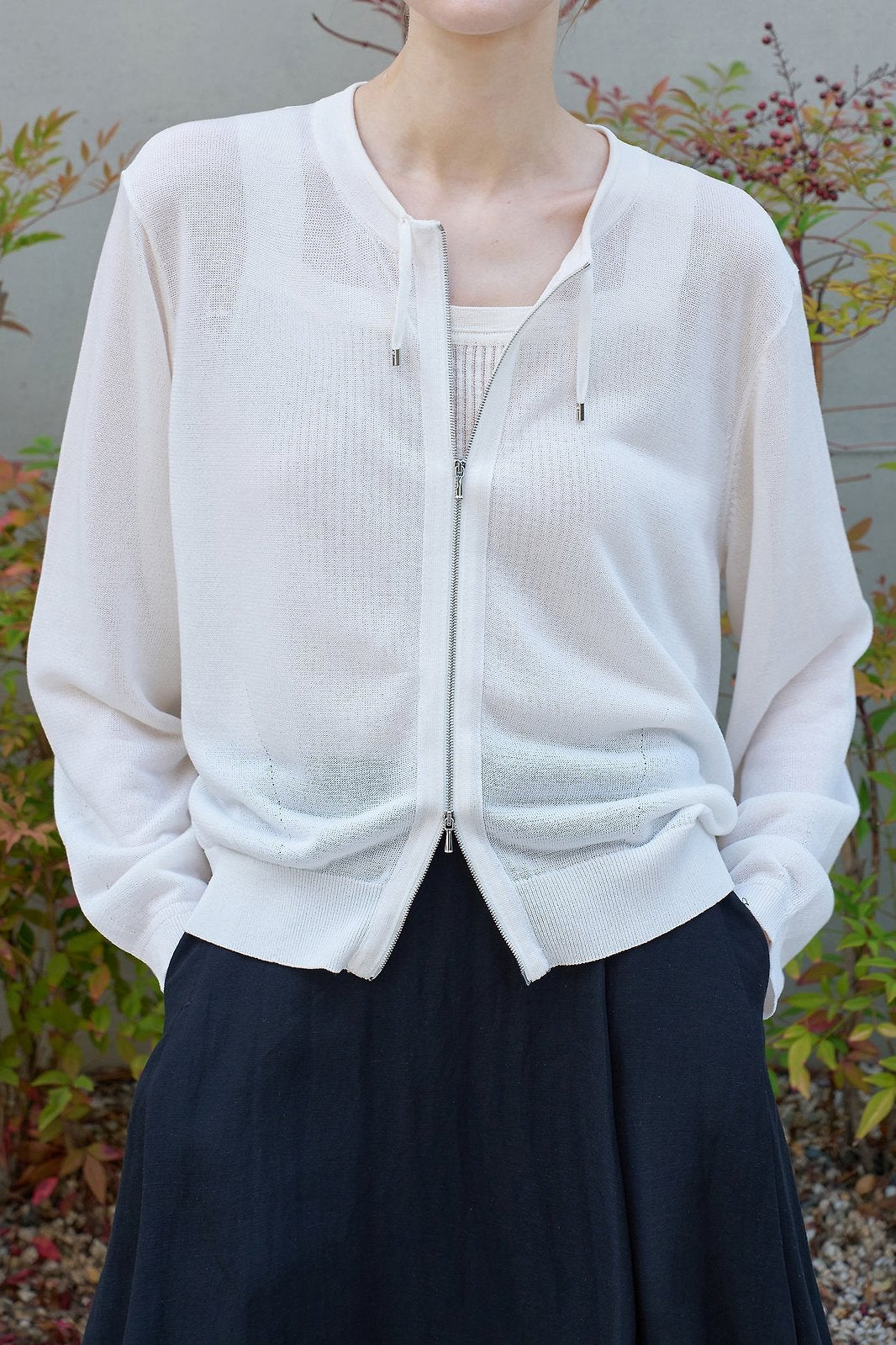 Airy Zip Front Knit Jacket