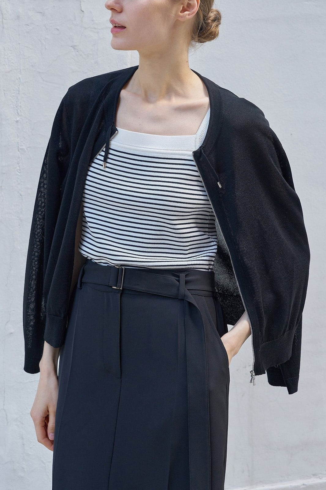 Airy Zip Front Knit Jacket