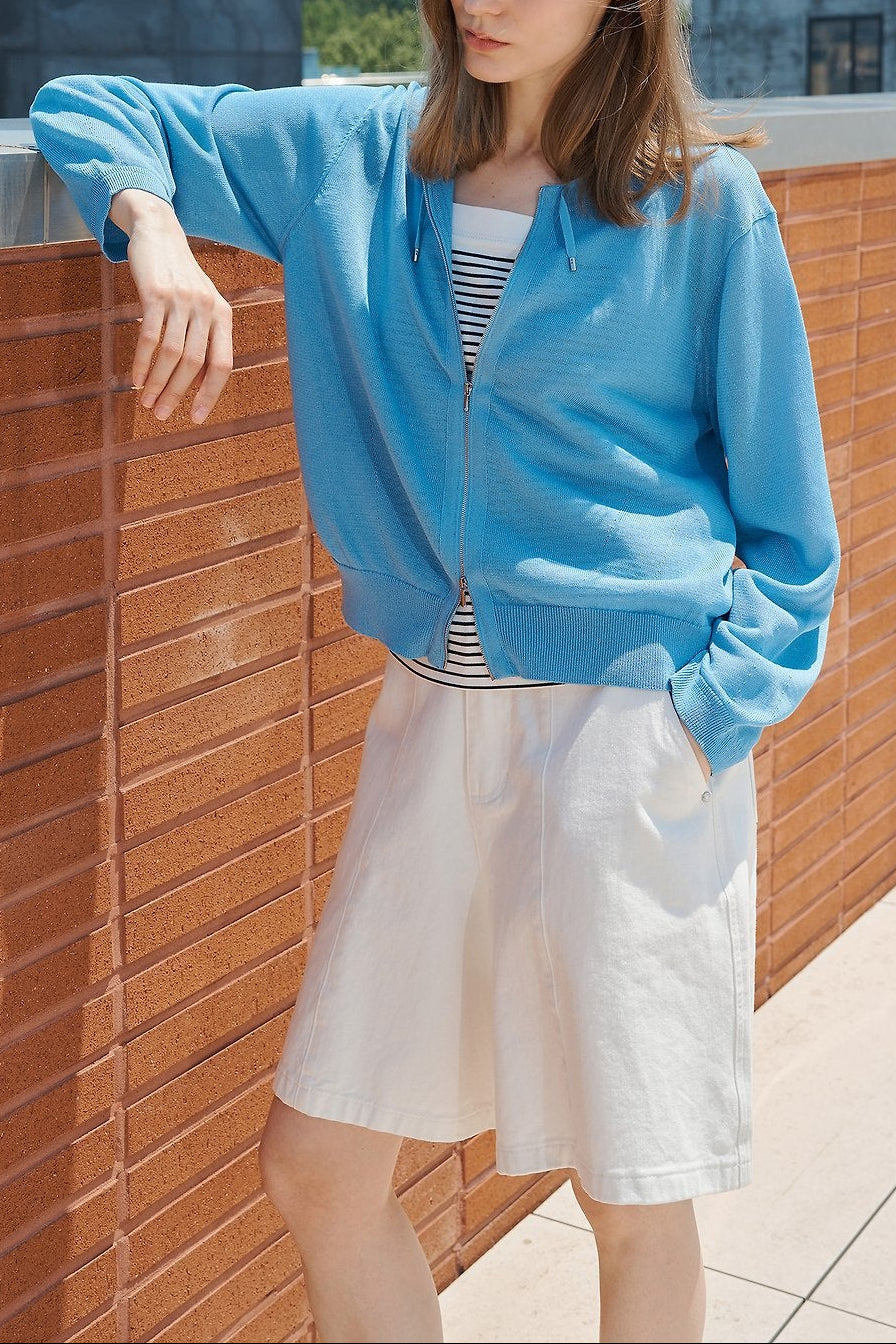 Airy Zip Front Knit Jacket