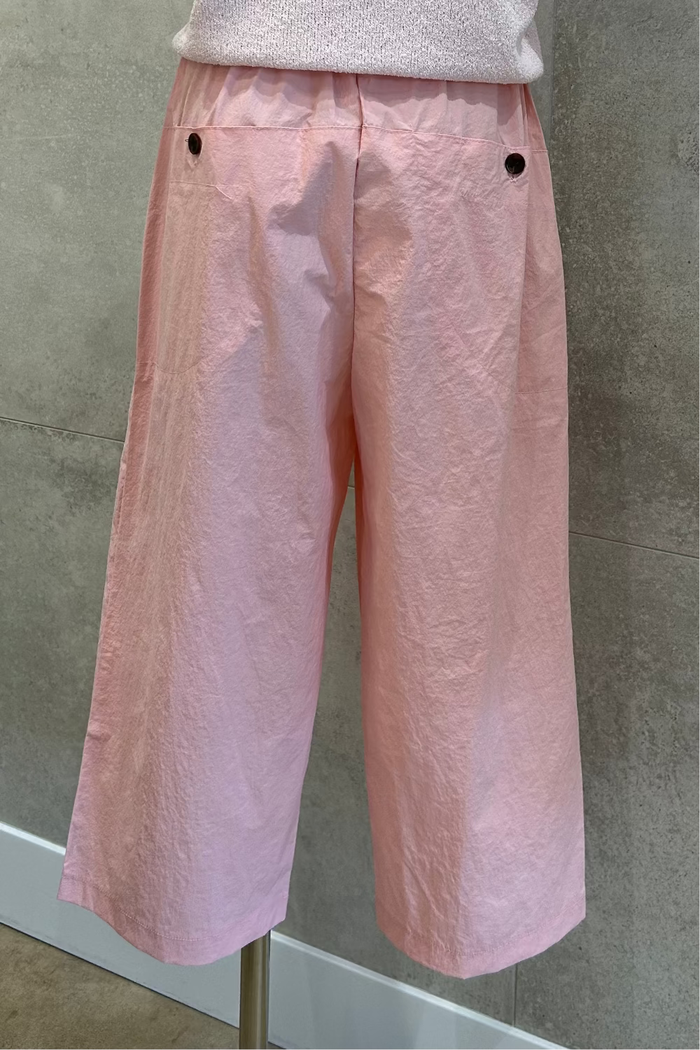 Back Button Semi Wide Pants