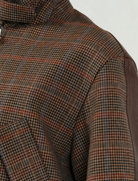 Back Leather Houndstooth Jacket