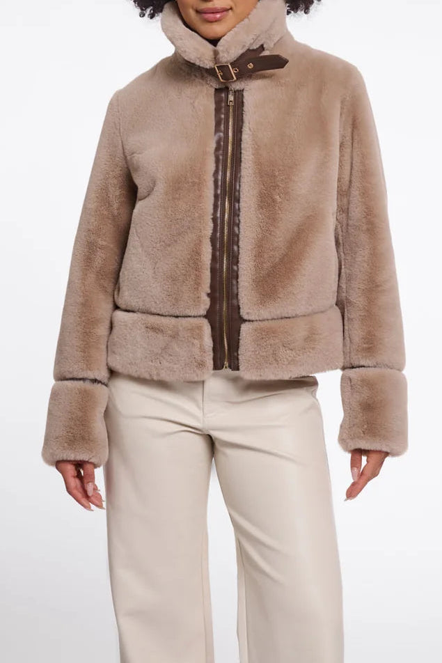 Buckle Faux Fur Short Jacket