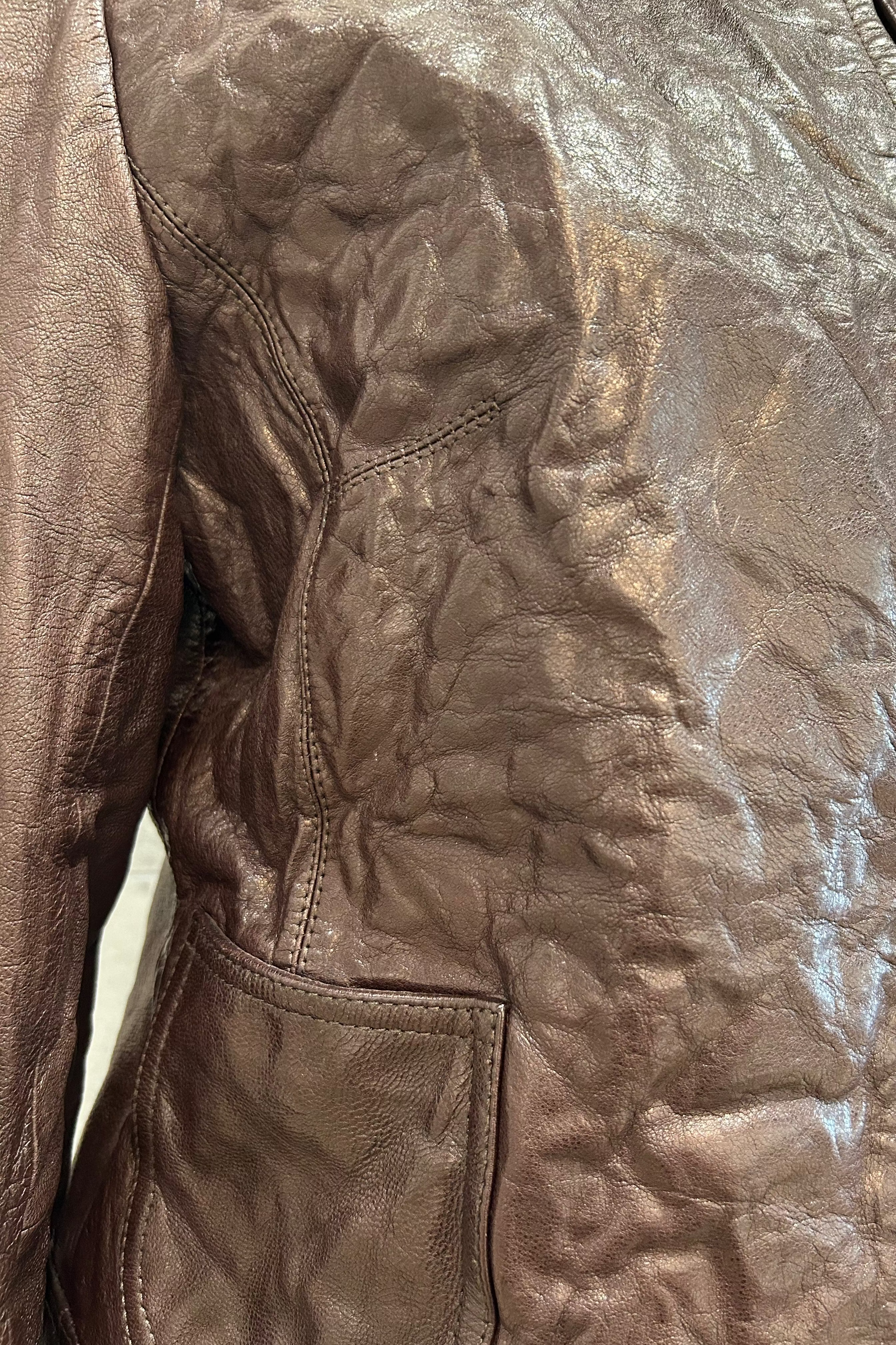 Crinkle Short Leather Jacket