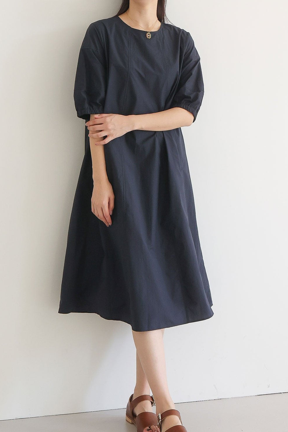 Crisp Short Sleeve Midi Dress