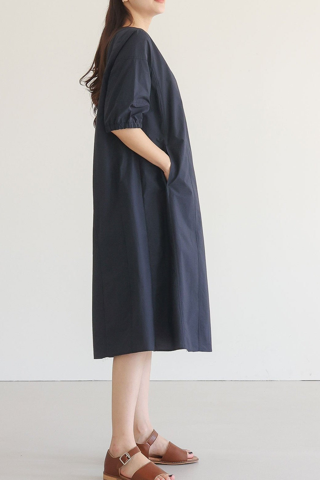 Crisp Short Sleeve Midi Dress