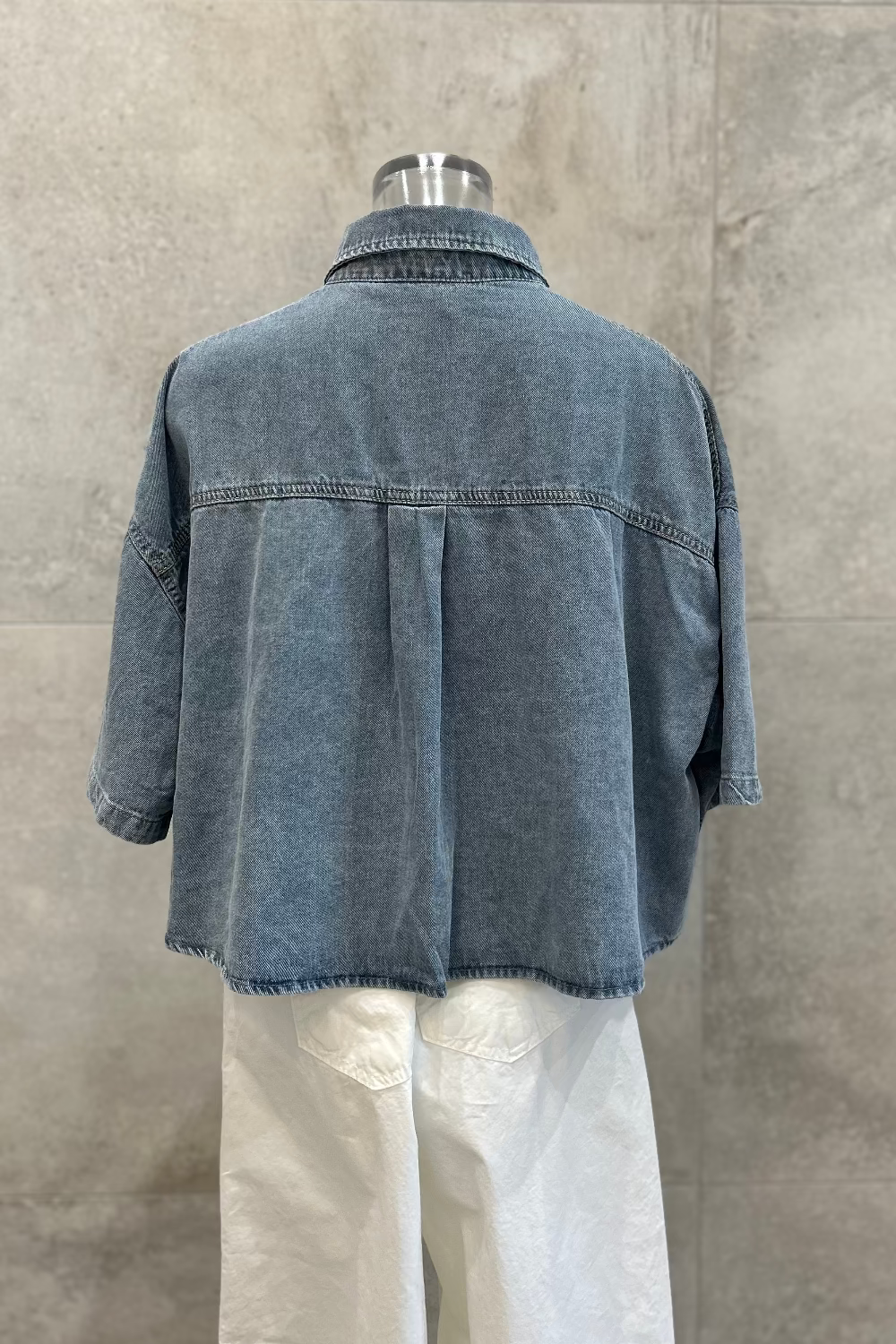 Drapey Crop Denim Shirt