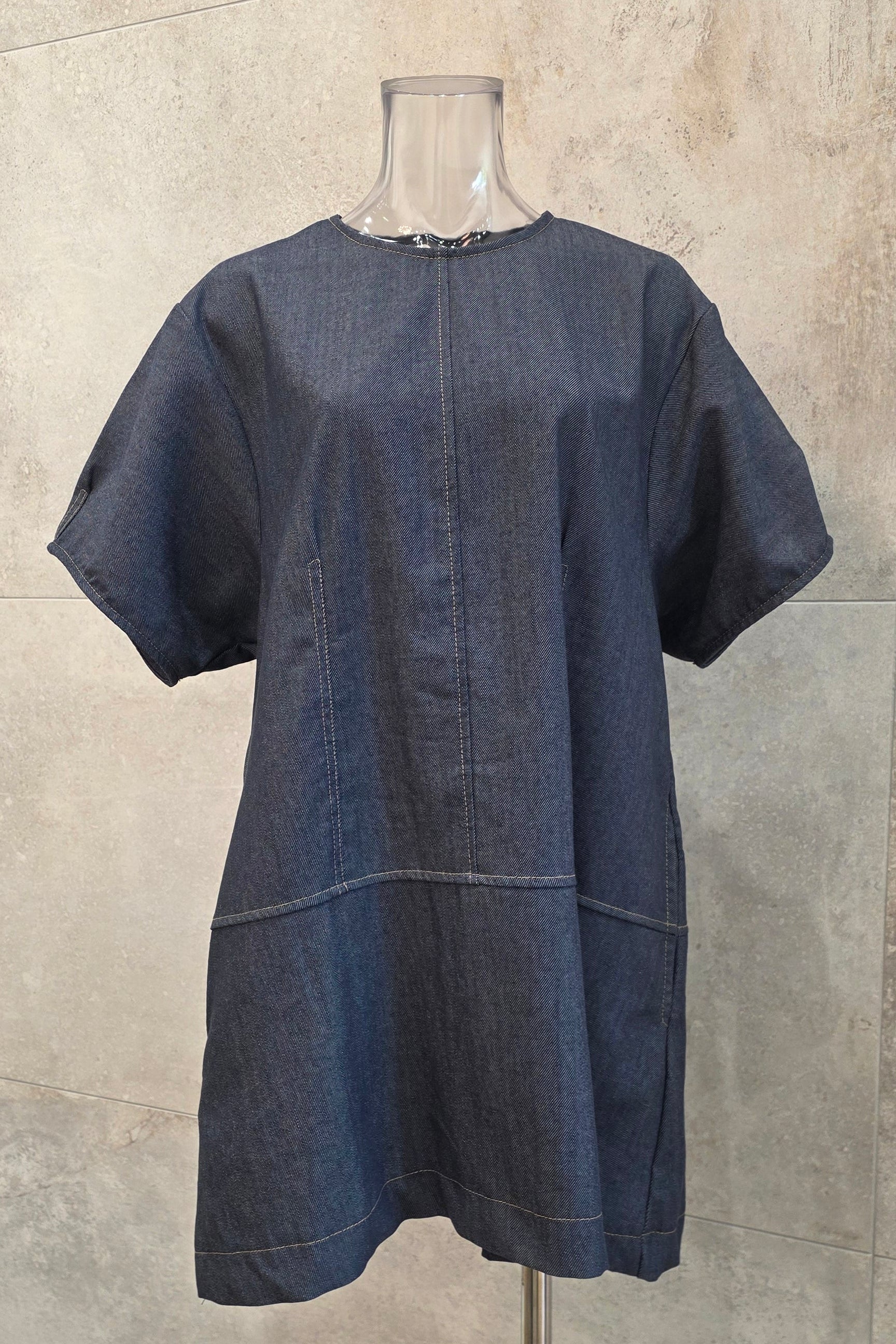 Denim Stitch Mini Dress