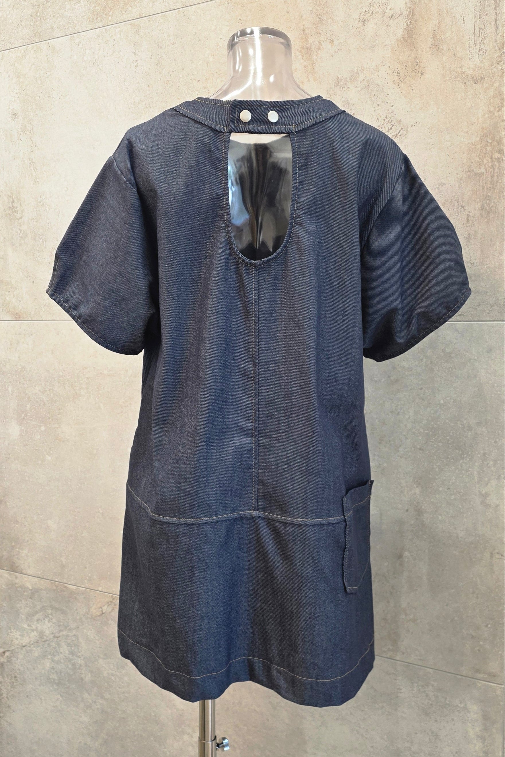 Denim Stitch Mini Dress