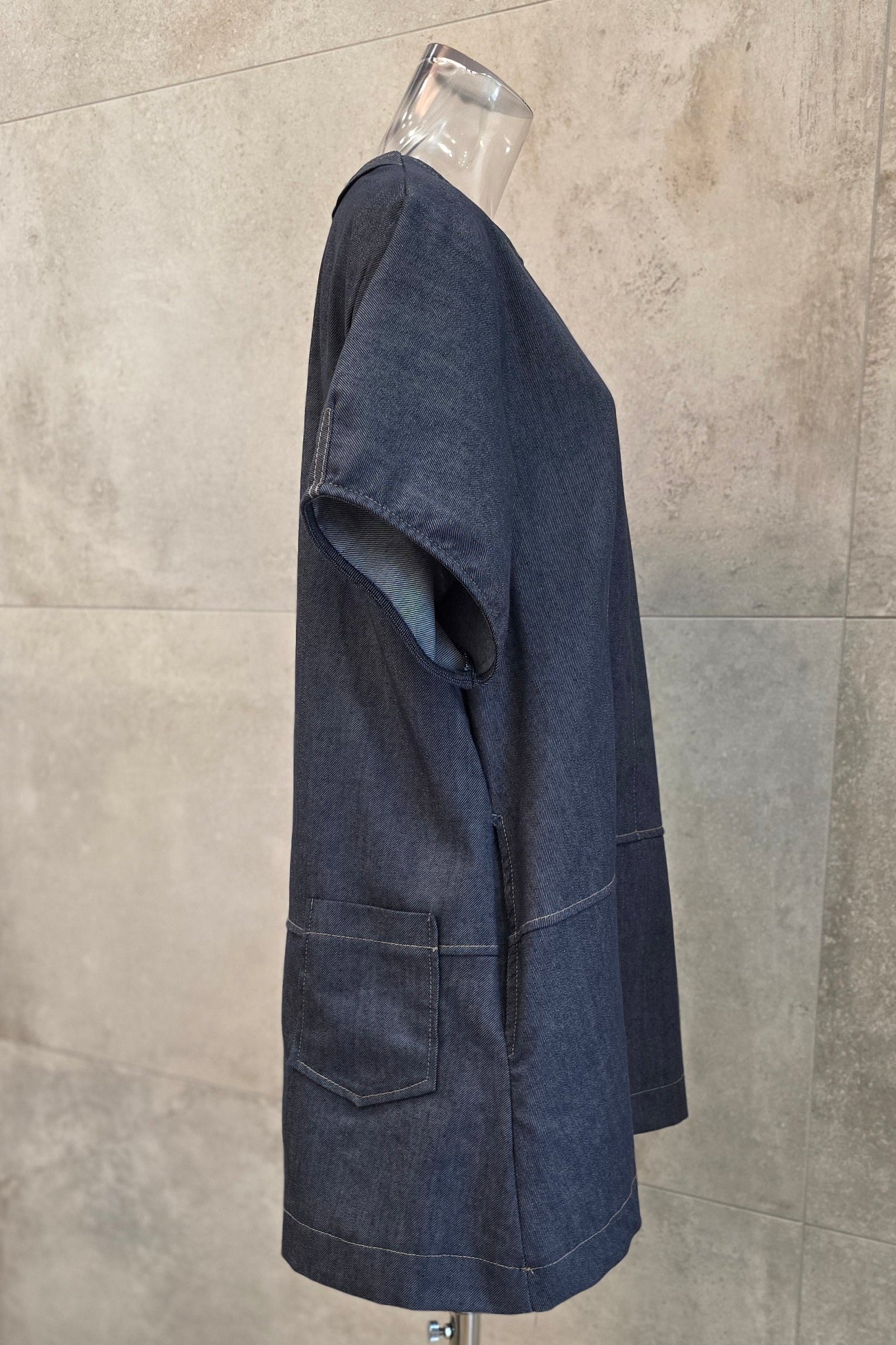 Denim Stitch Mini Dress