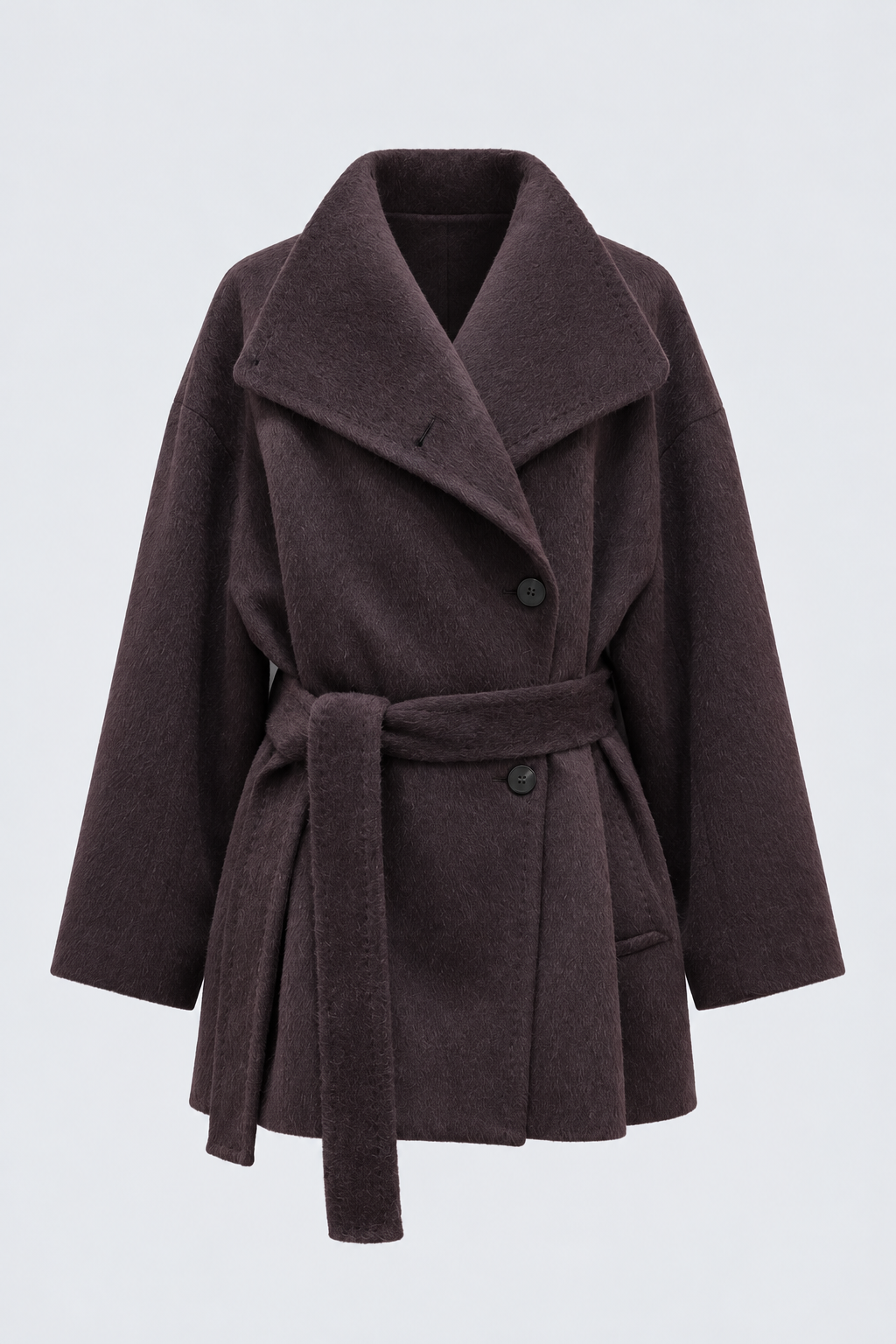 Drape Collar Midi Coat