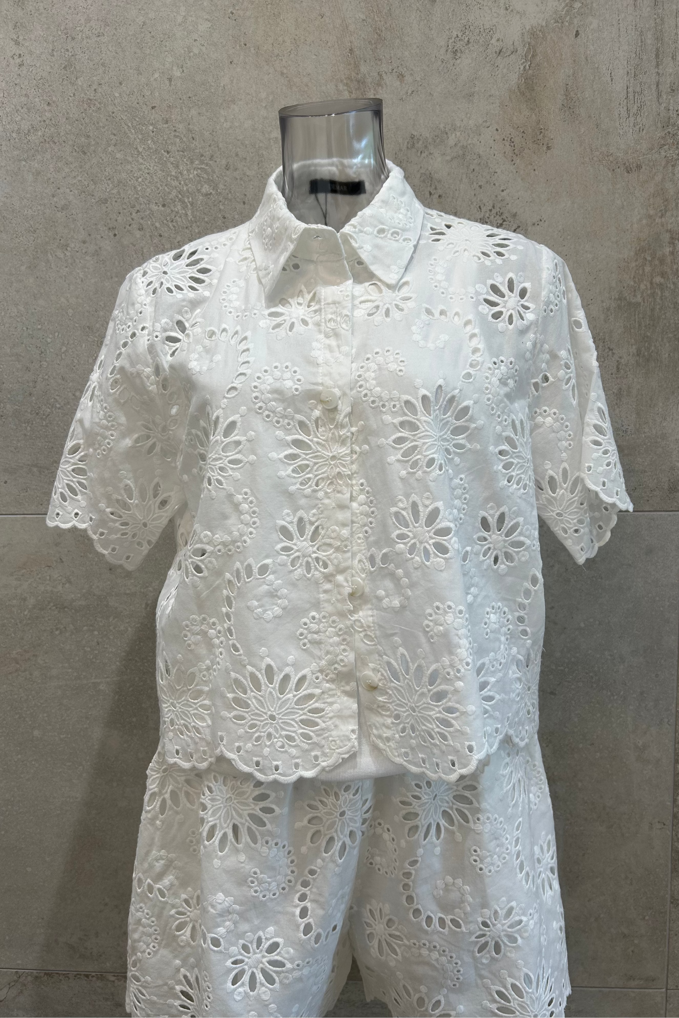 Eyelet Lace Button Down Shirt