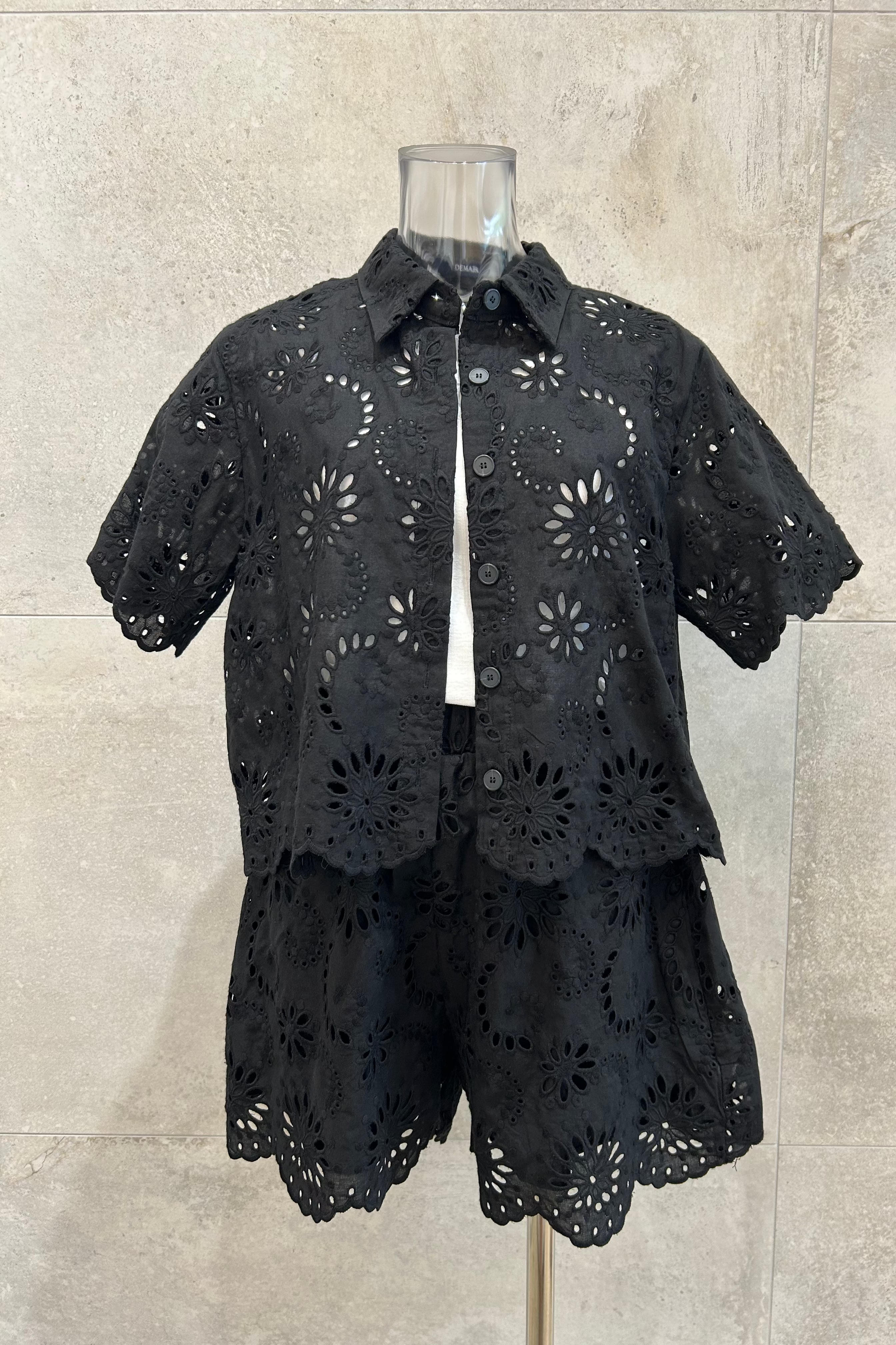 Eyelet Lace Button Down Shirt