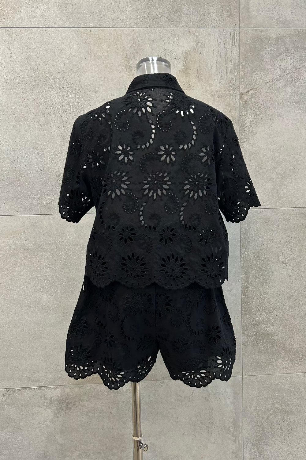 Eyelet Lace Button Down Shirt