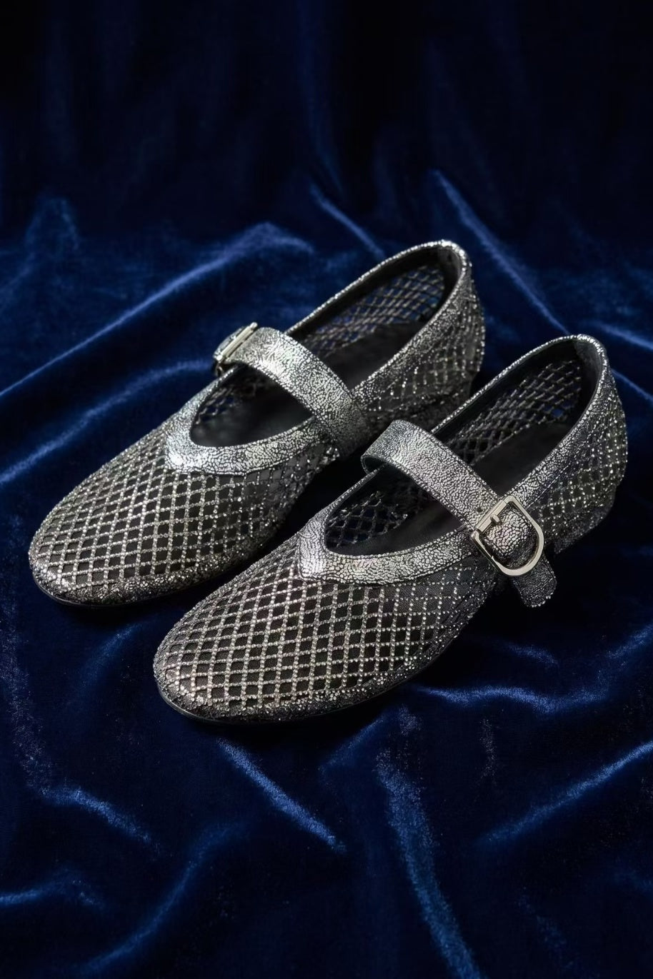 [Pre-order Special. Ends 6/14] Sparkle Fishnet Merry Jane Flats