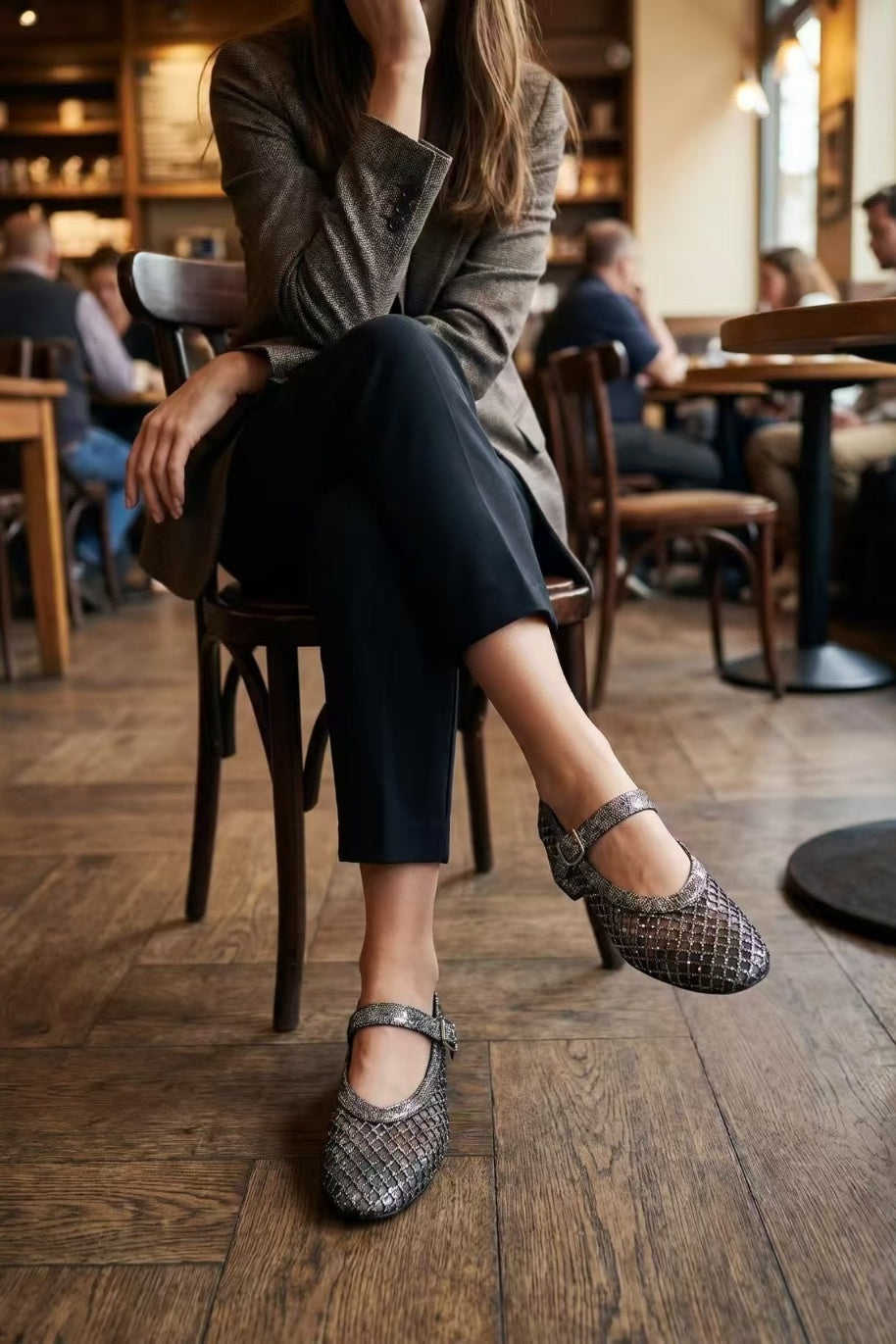 [Pre-order Special. Ends 6/14] Sparkle Fishnet Merry Jane Flats
