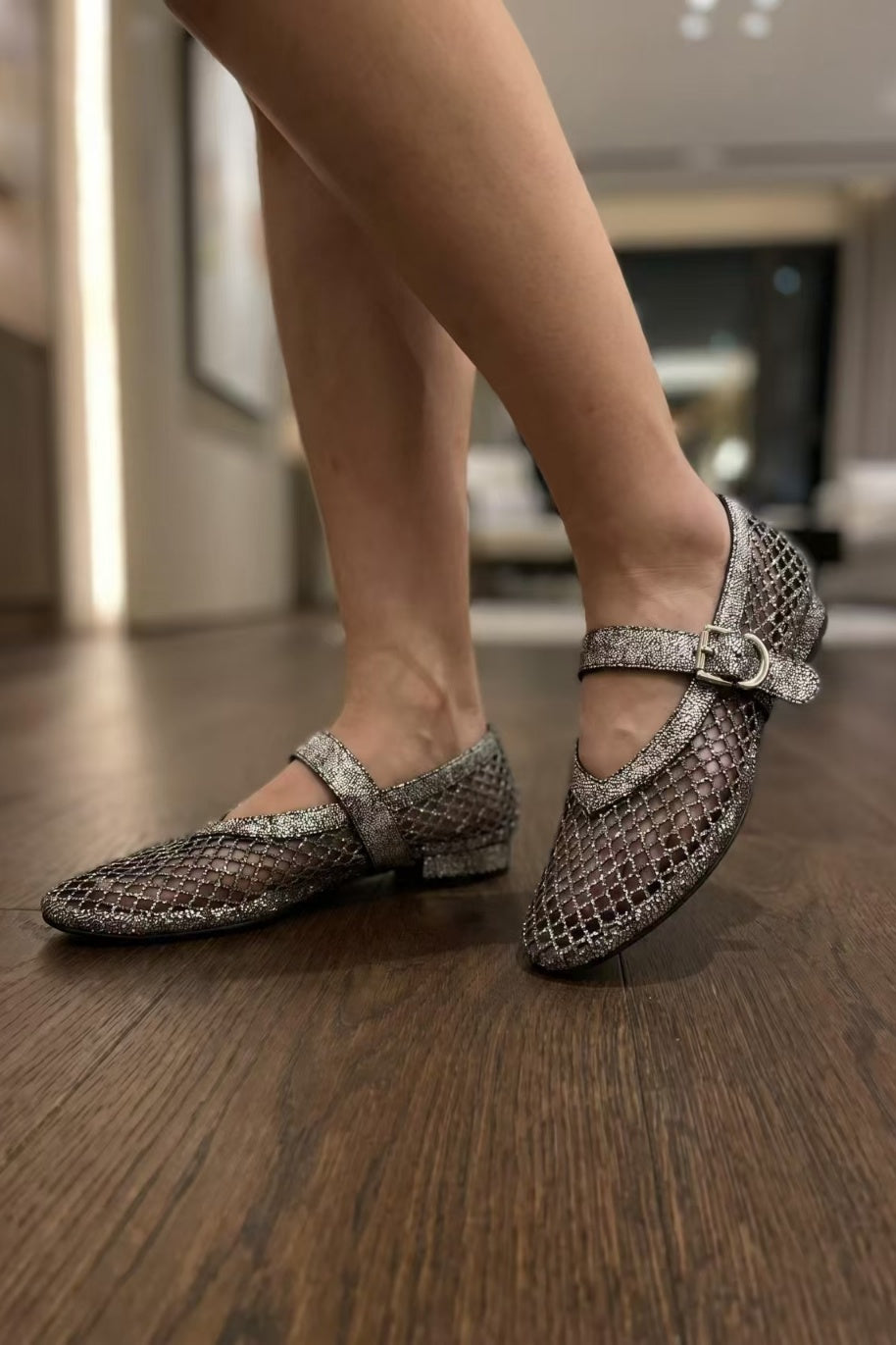 [Pre-order Special. Ends 6/14] Sparkle Fishnet Merry Jane Flats