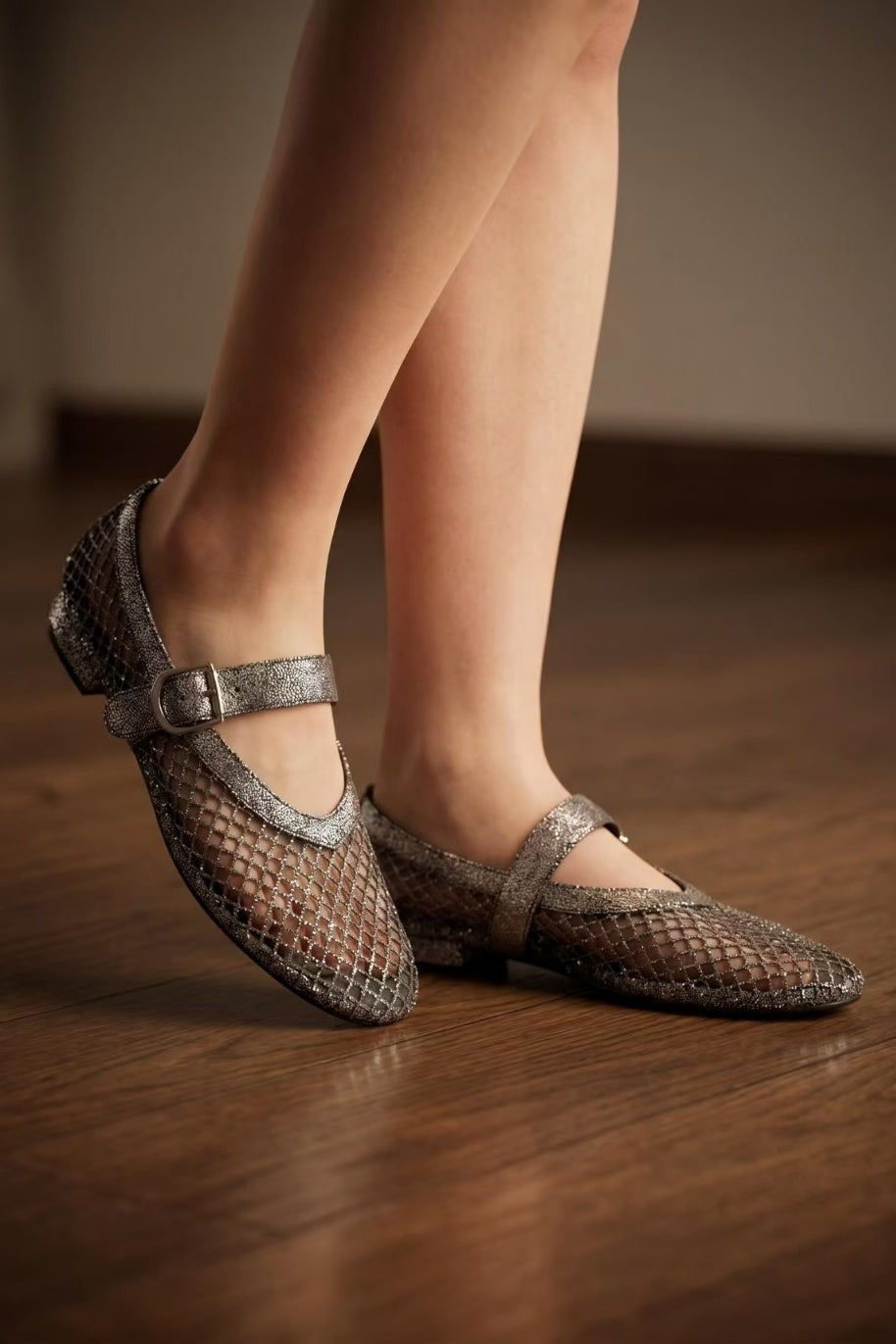 [Pre-order Special. Ends 6/14] Sparkle Fishnet Merry Jane Flats