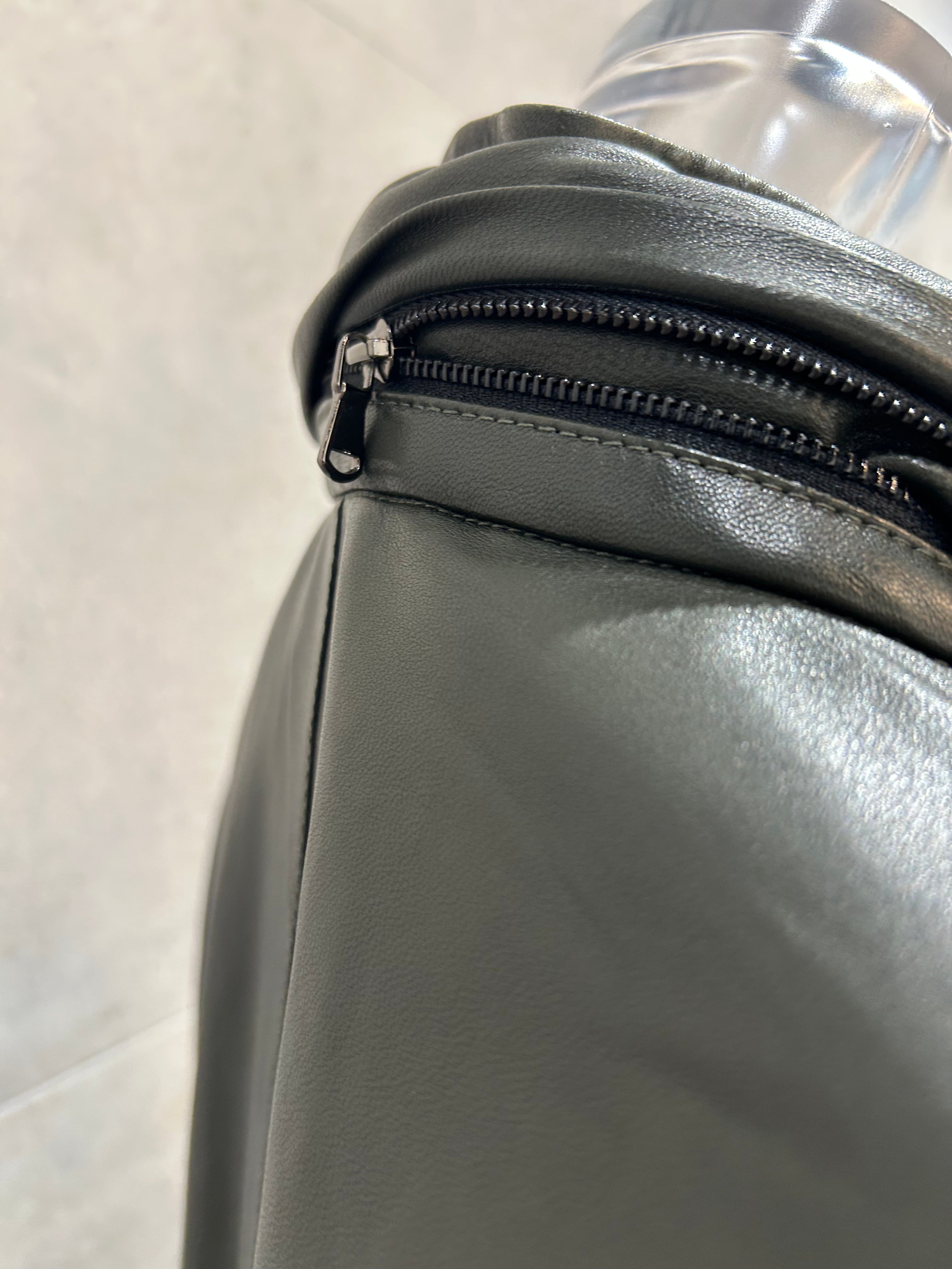Hooded Oversized Leather Jacket