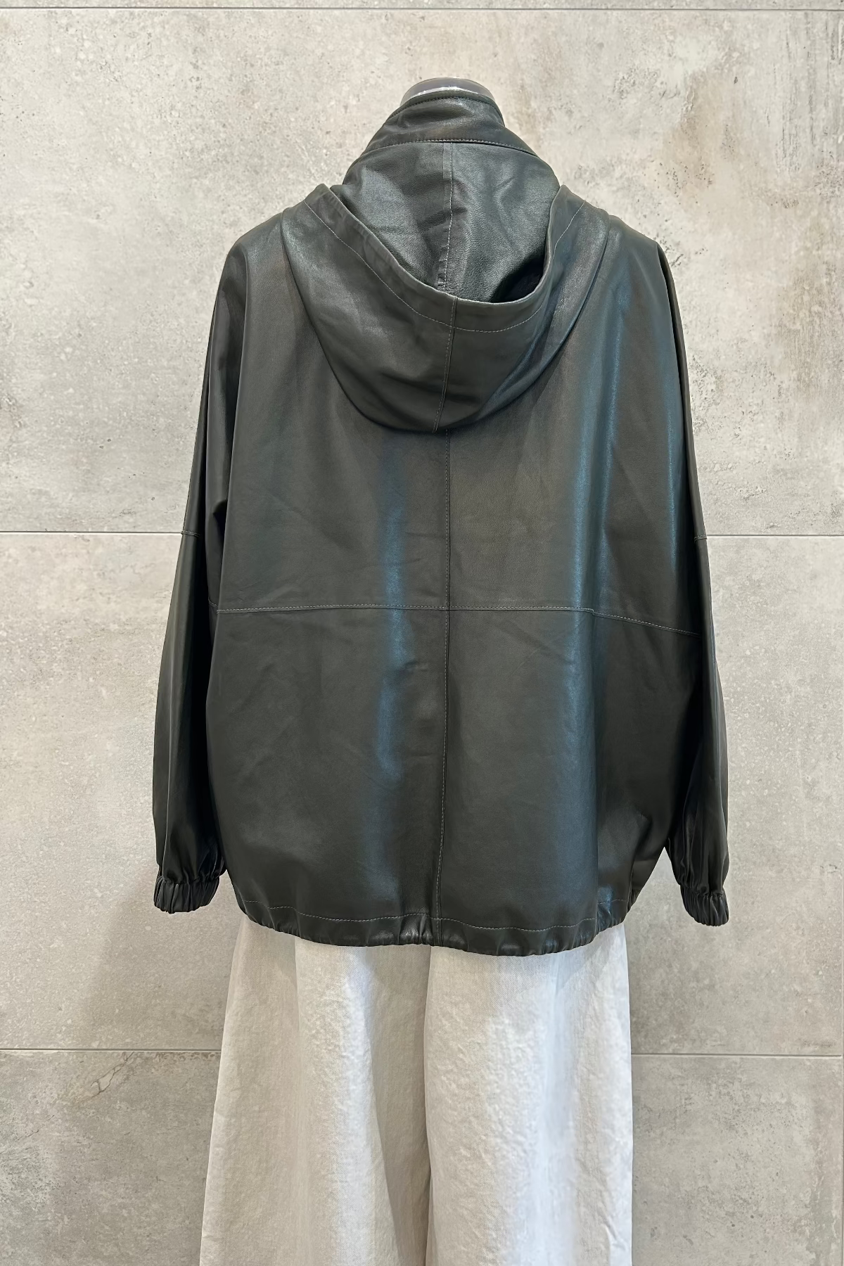 Hooded Oversized Leather Jacket