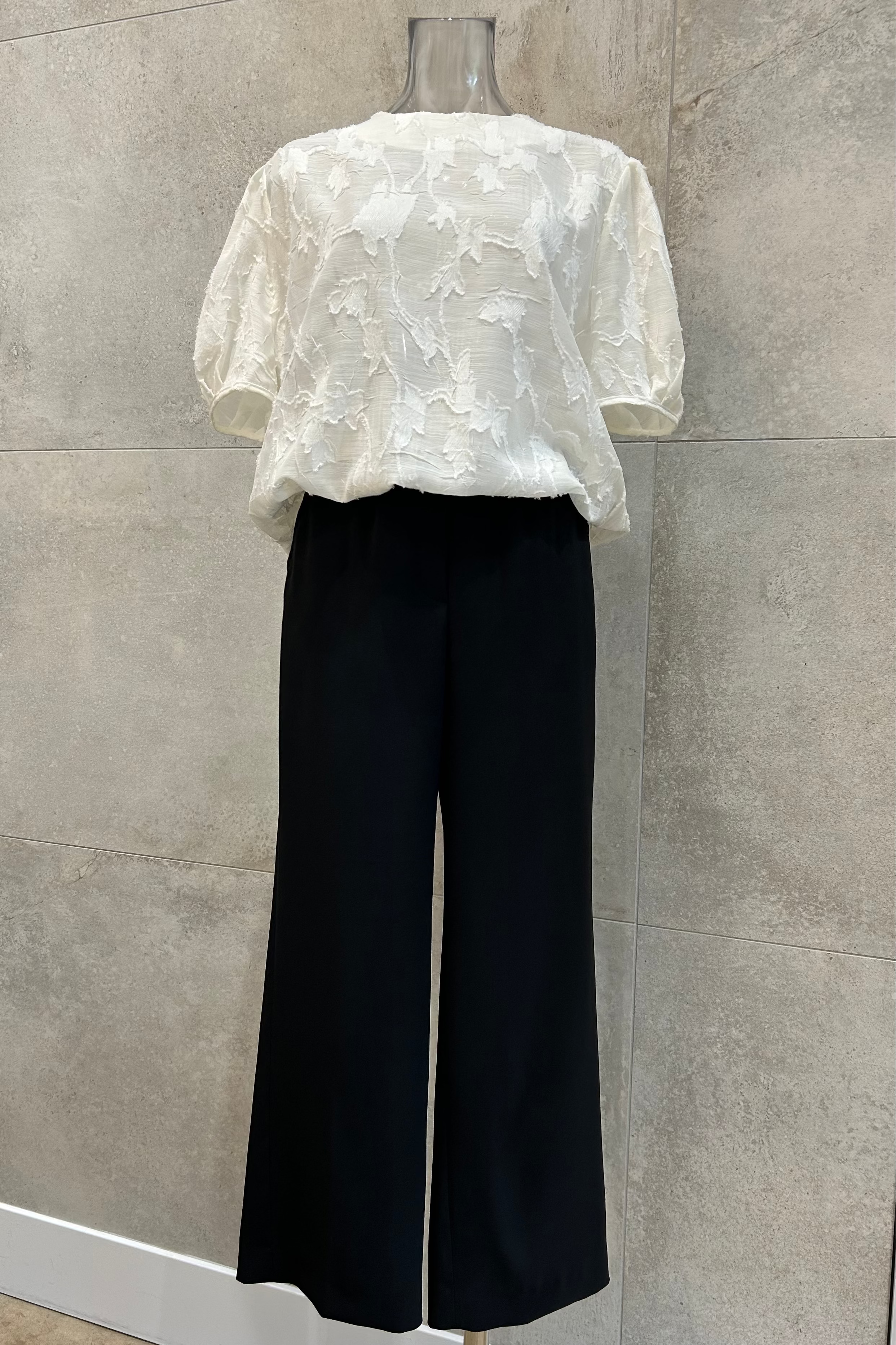 Jacquard Short Sleeve Blouse