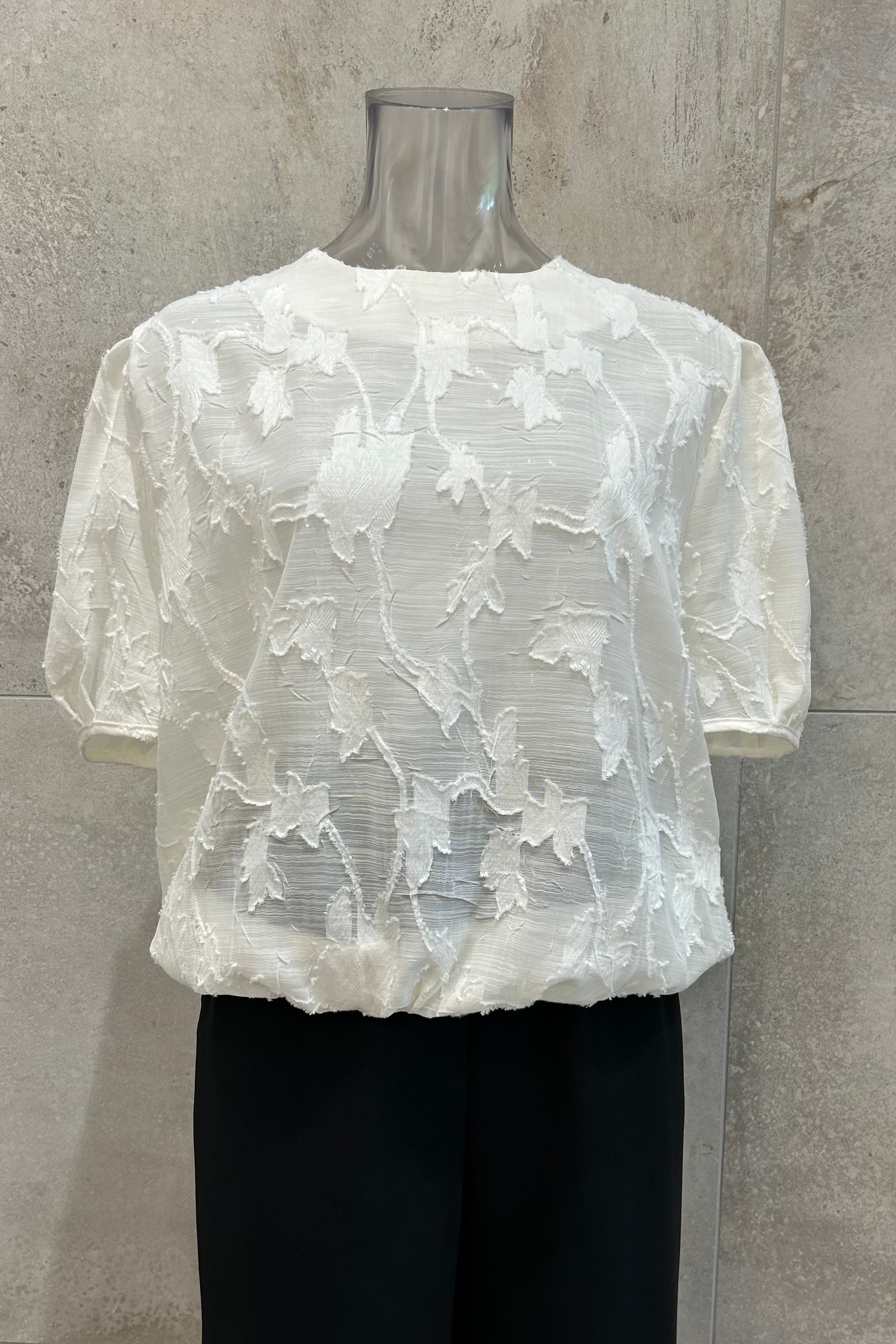 Jacquard Short Sleeve Blouse