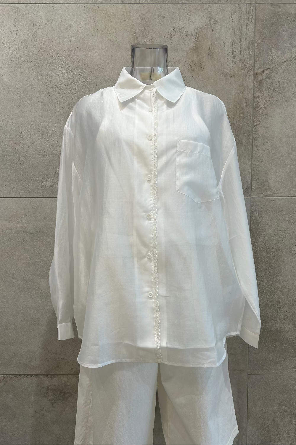 Lace Trim Button Down Shirt