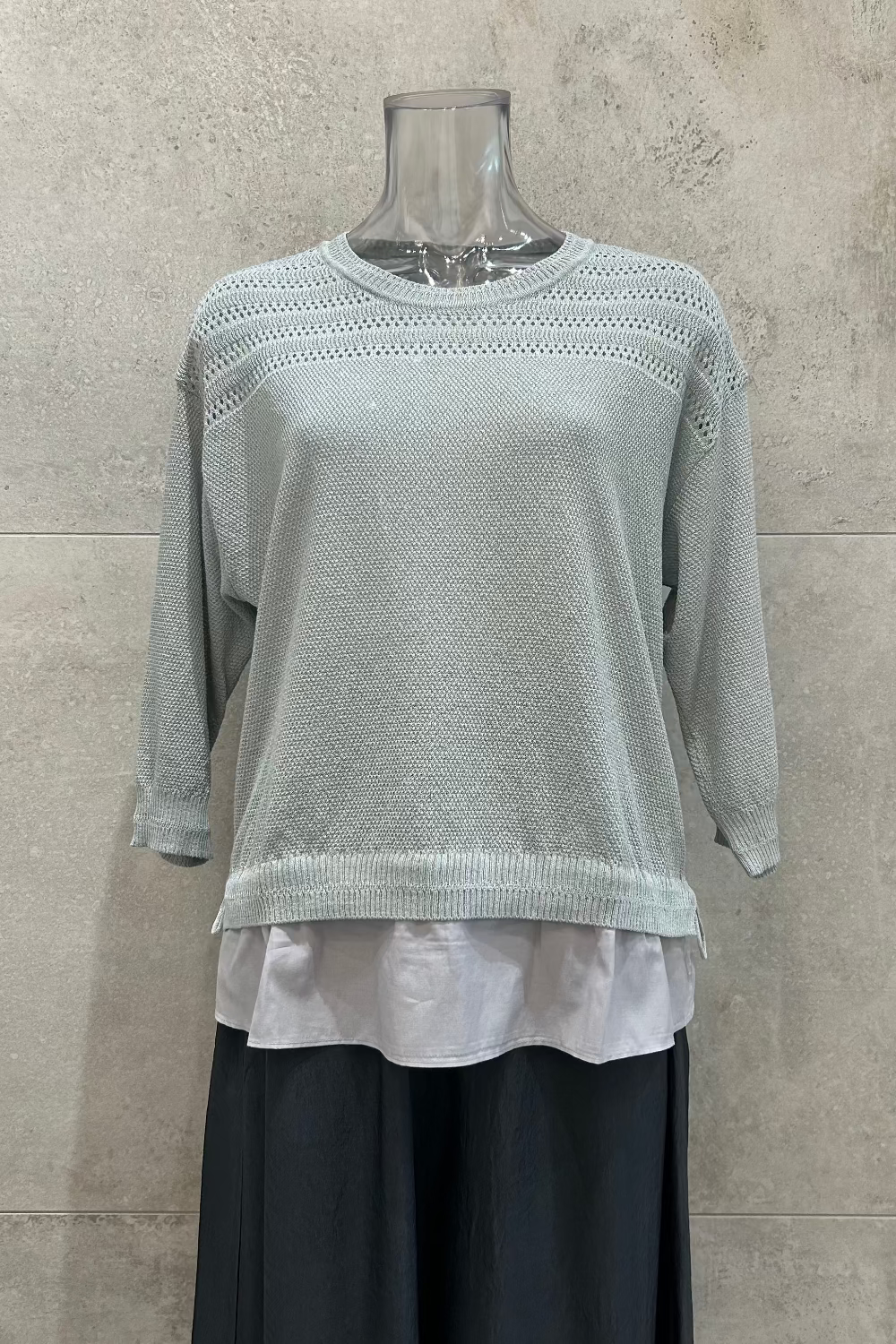 Layered Pointelle Knit Top