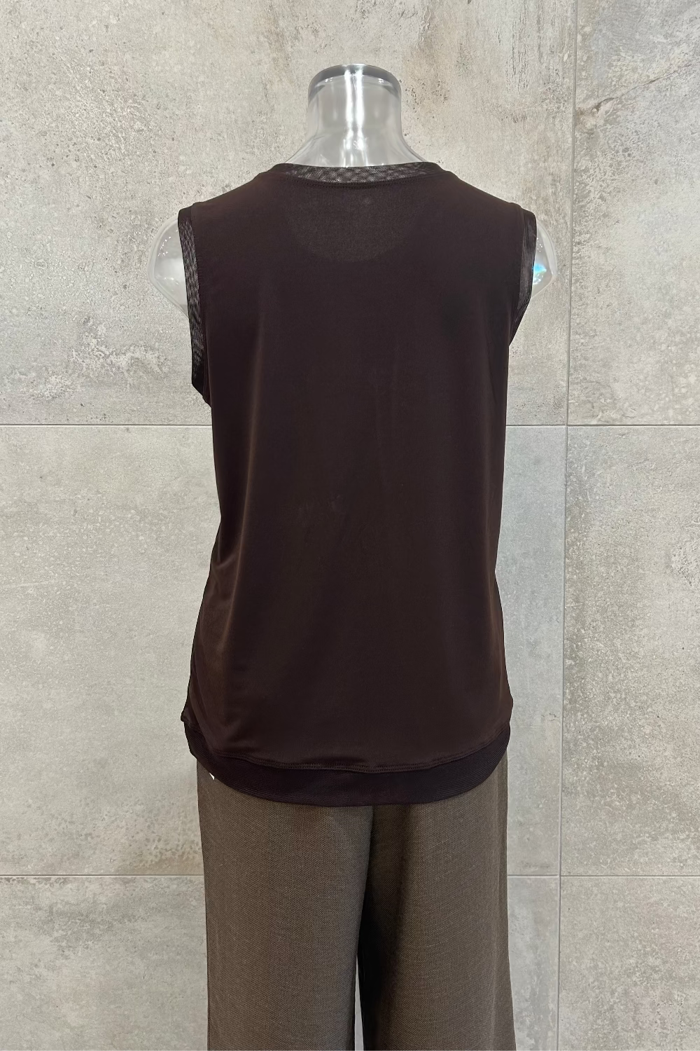 Mesh Trim Sleeveless T-Shirt