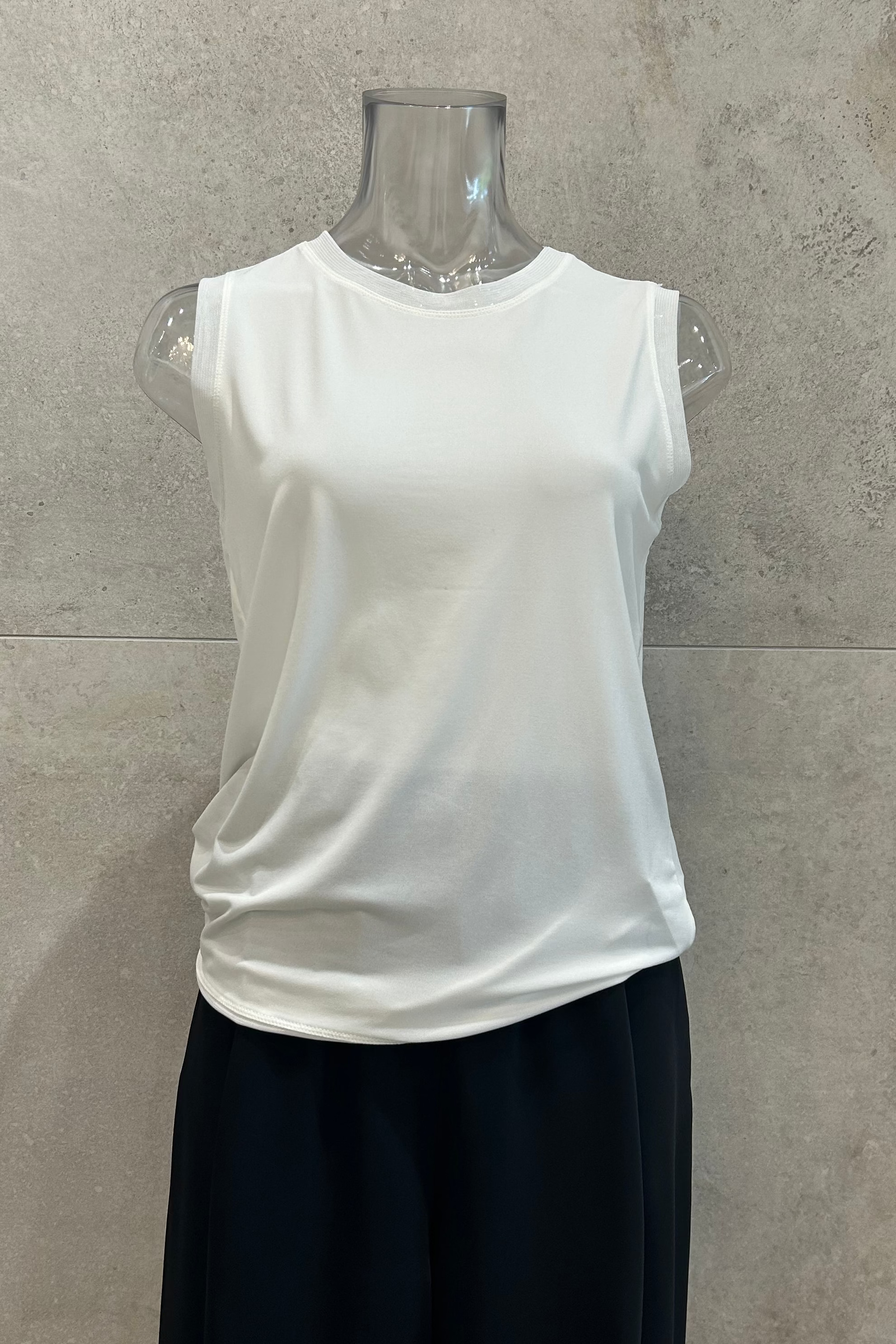 Mesh Trim Sleeveless T-Shirt