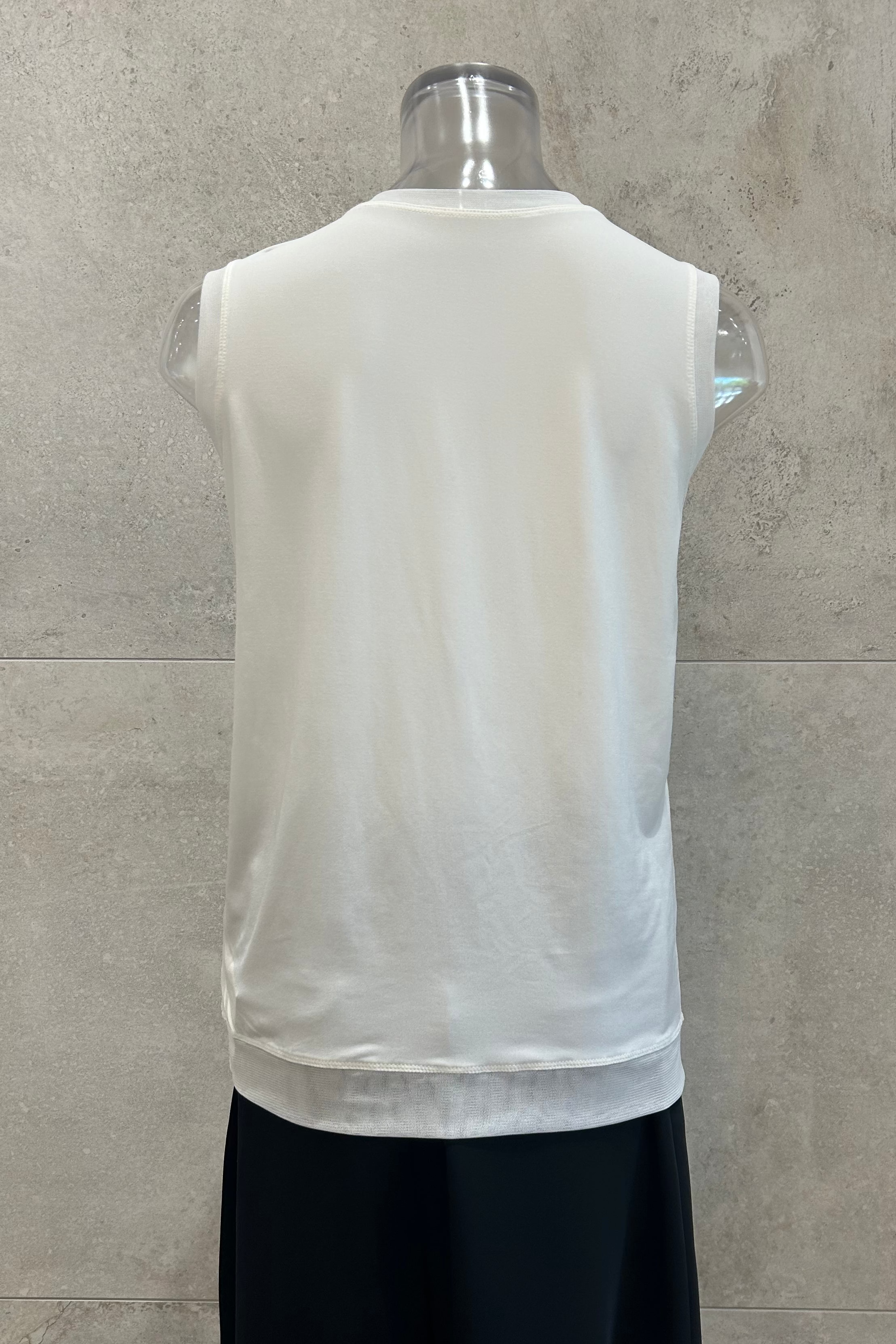 Mesh Trim Sleeveless T-Shirt