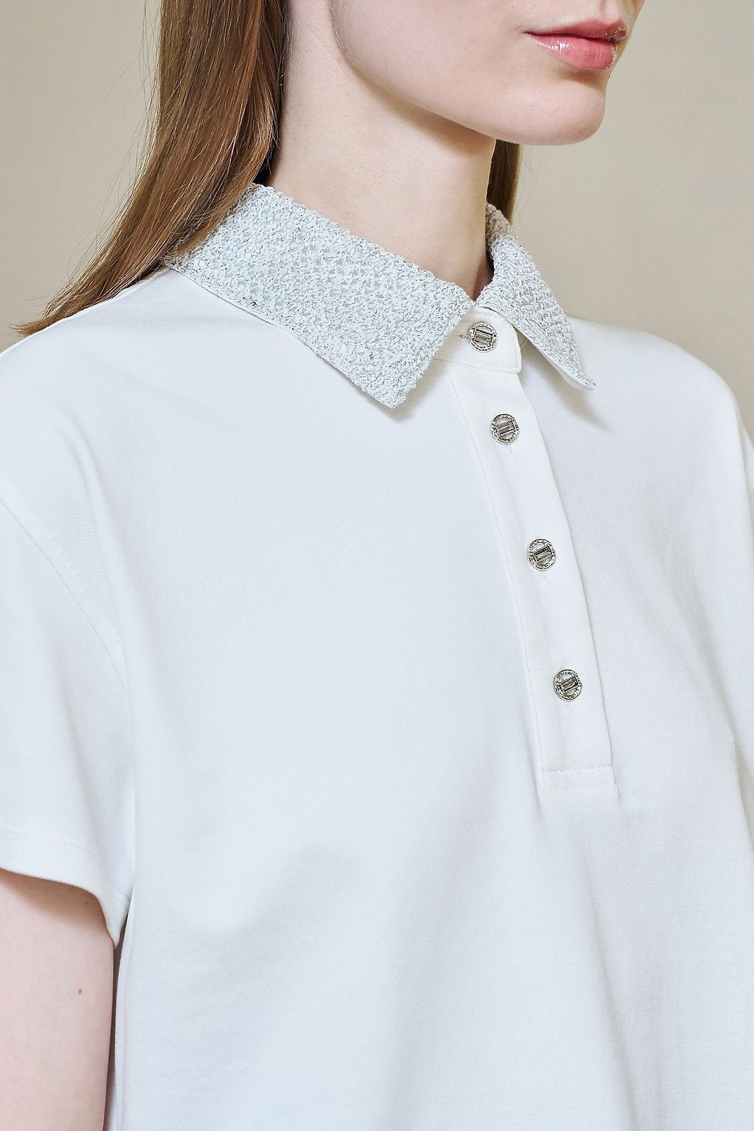 Metallic Collar Polo T-shirt