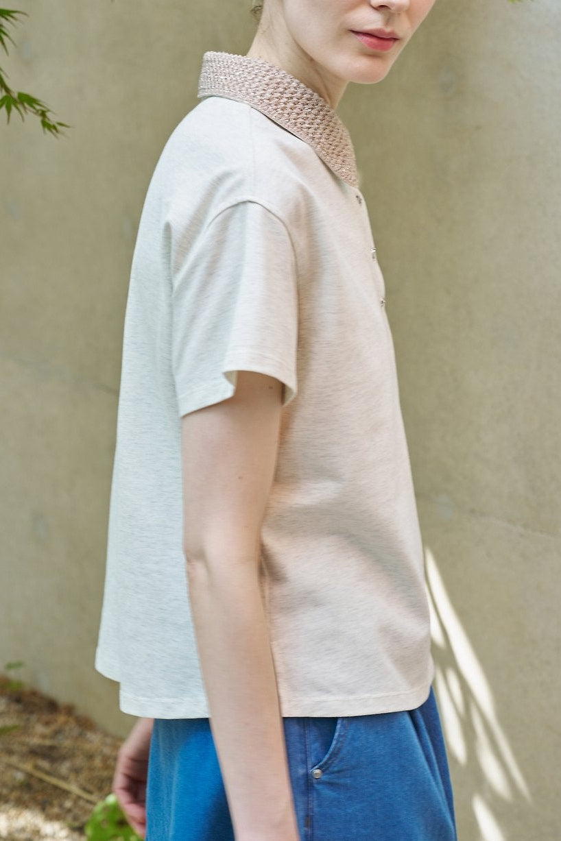 Metallic Collar Polo T-shirt