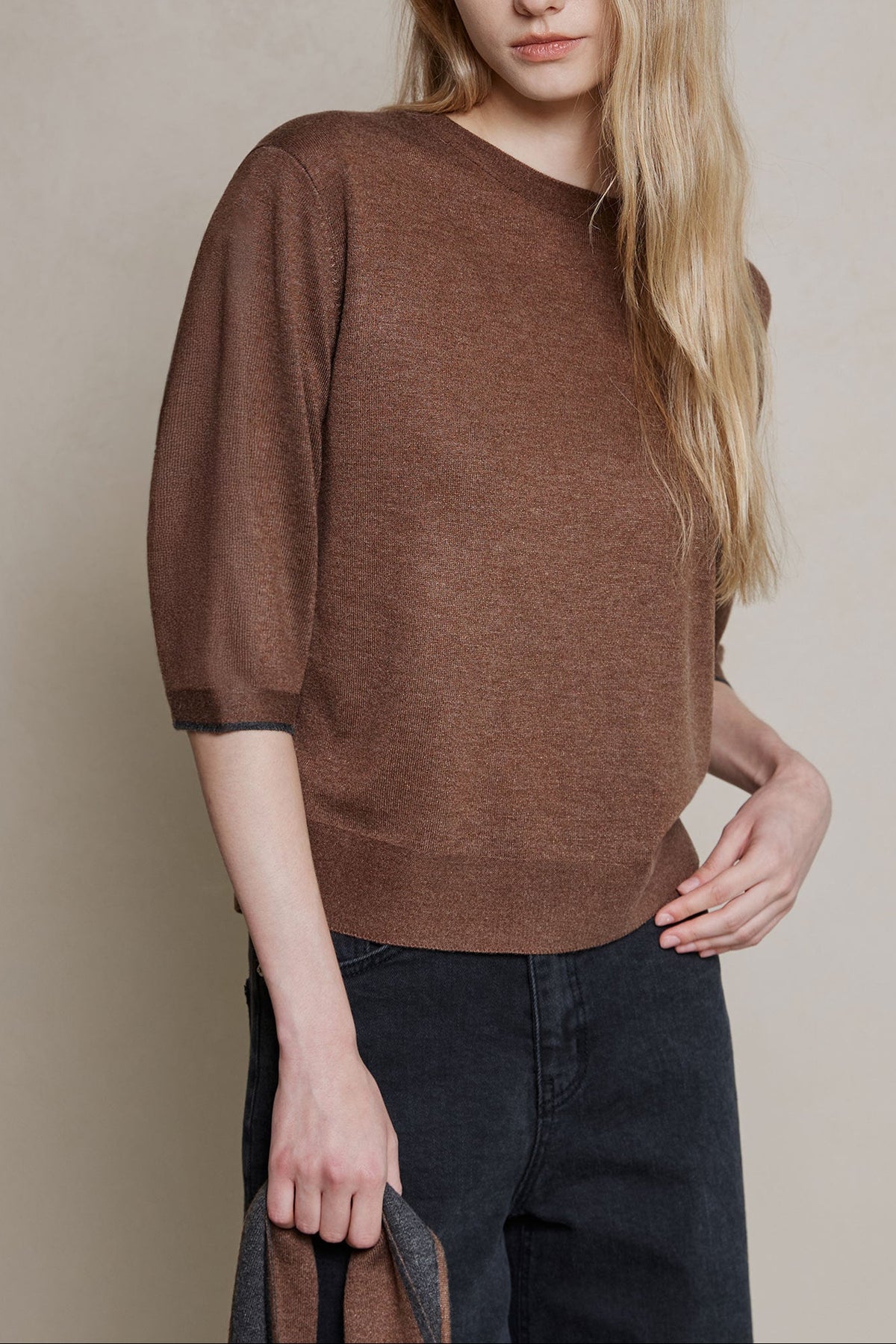 Noel Elbow Sleeve Knit Top