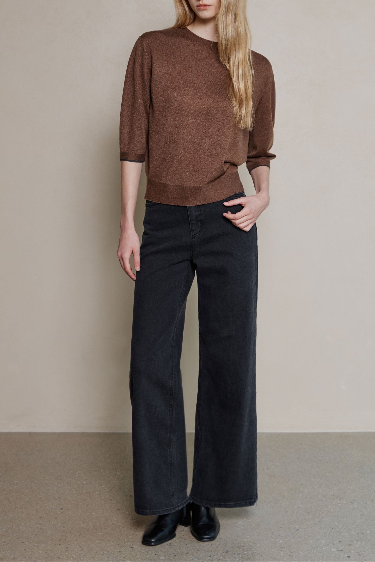 Noel Elbow Sleeve Knit Top