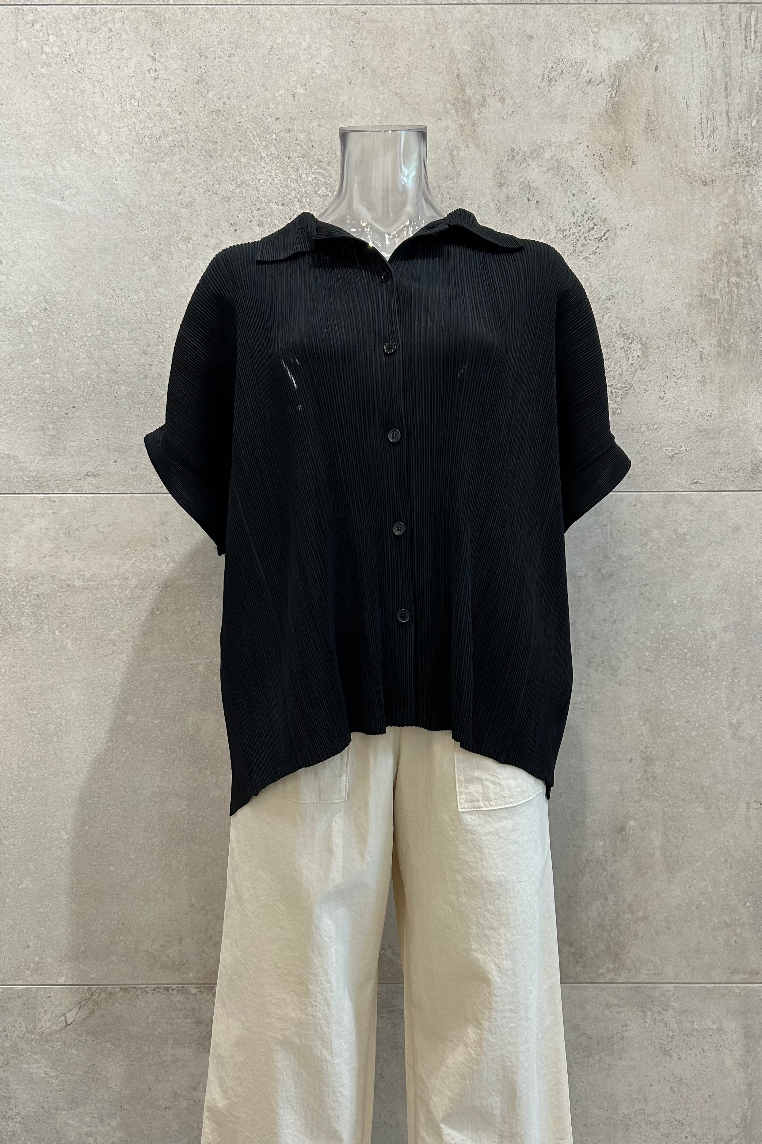 Pleated Button Down Shirt
