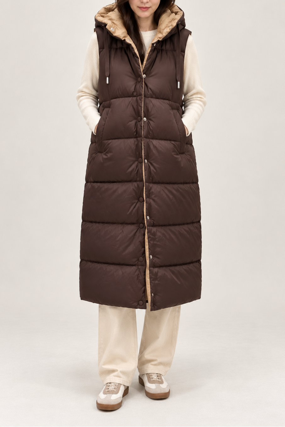 Reversible Long Puffer Vest