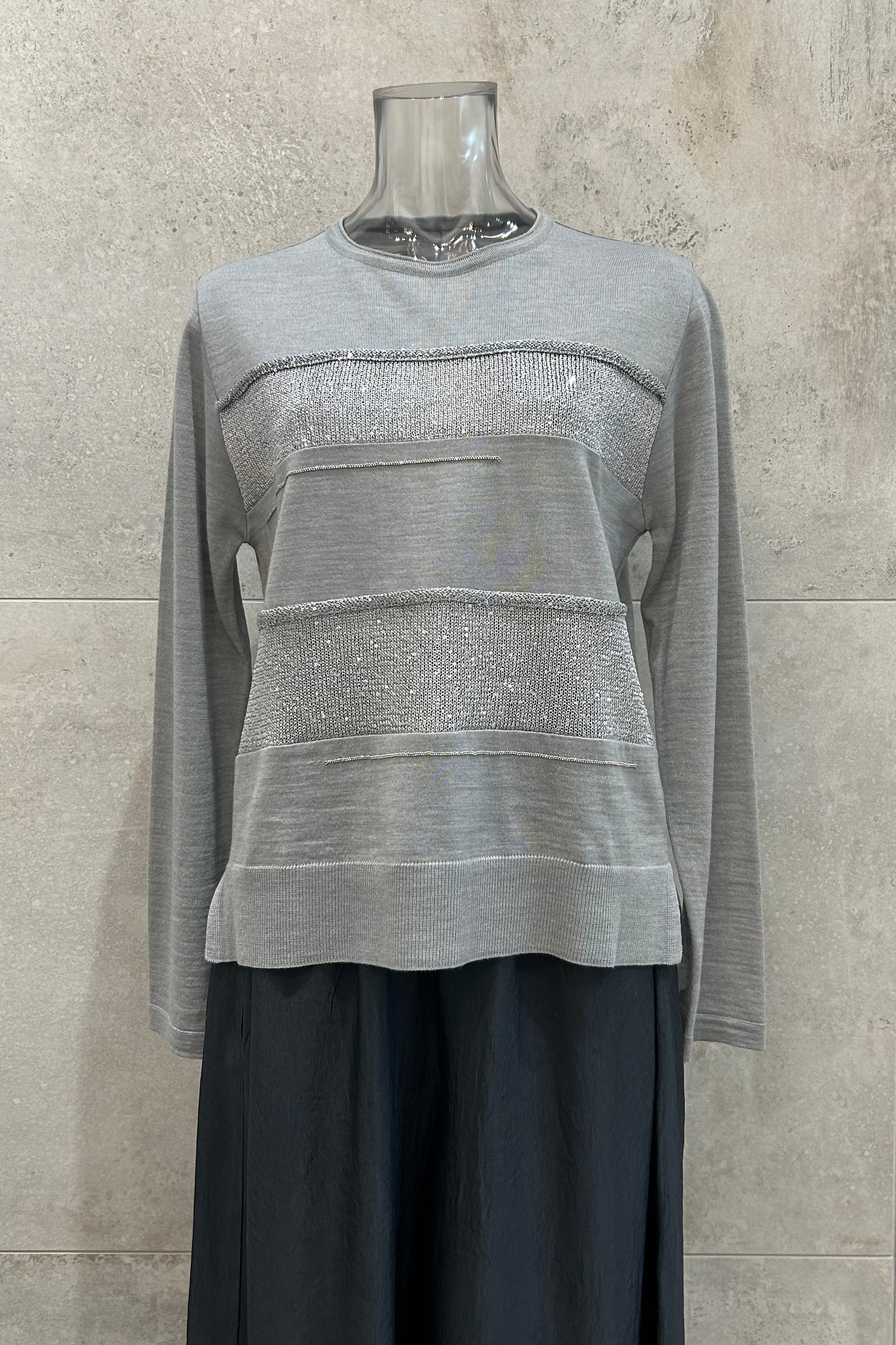 Sequins Stripe Knit Top