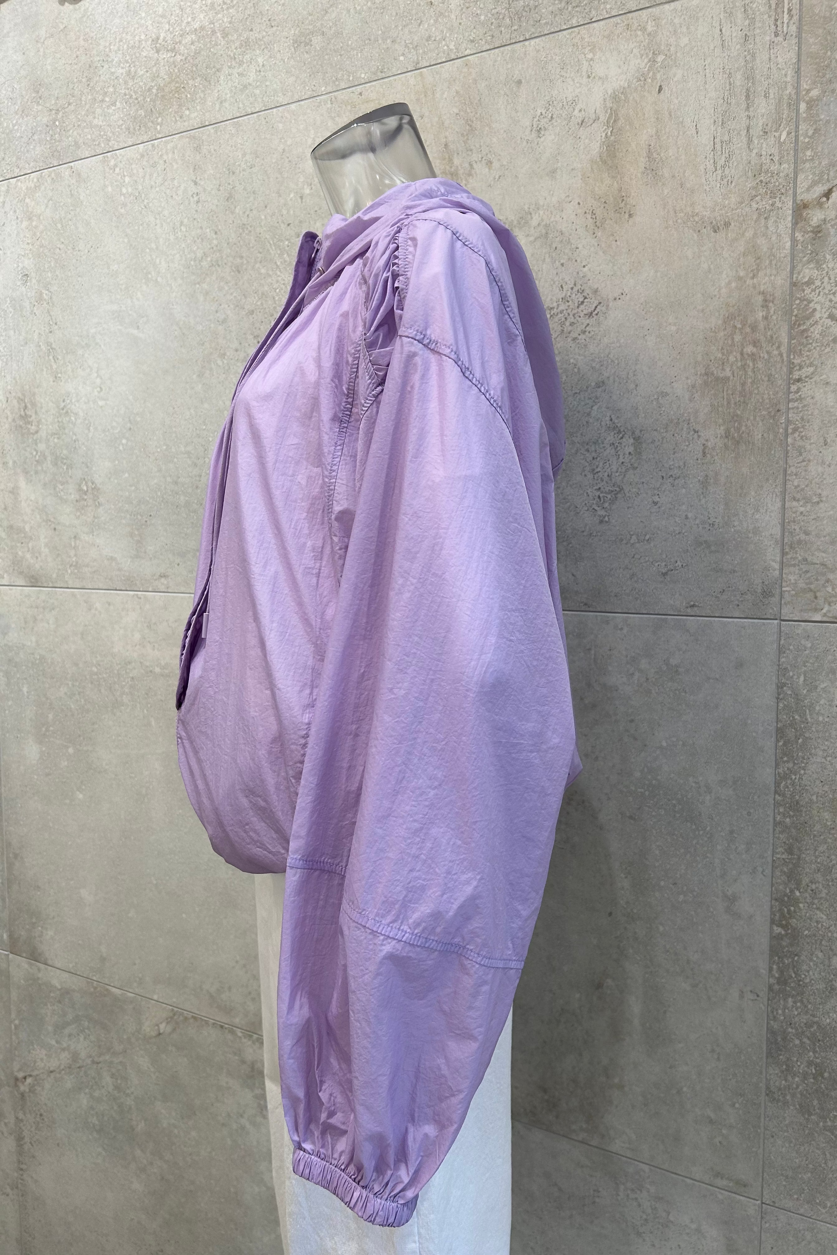 Shirred Hooded Windbreaker Jacket