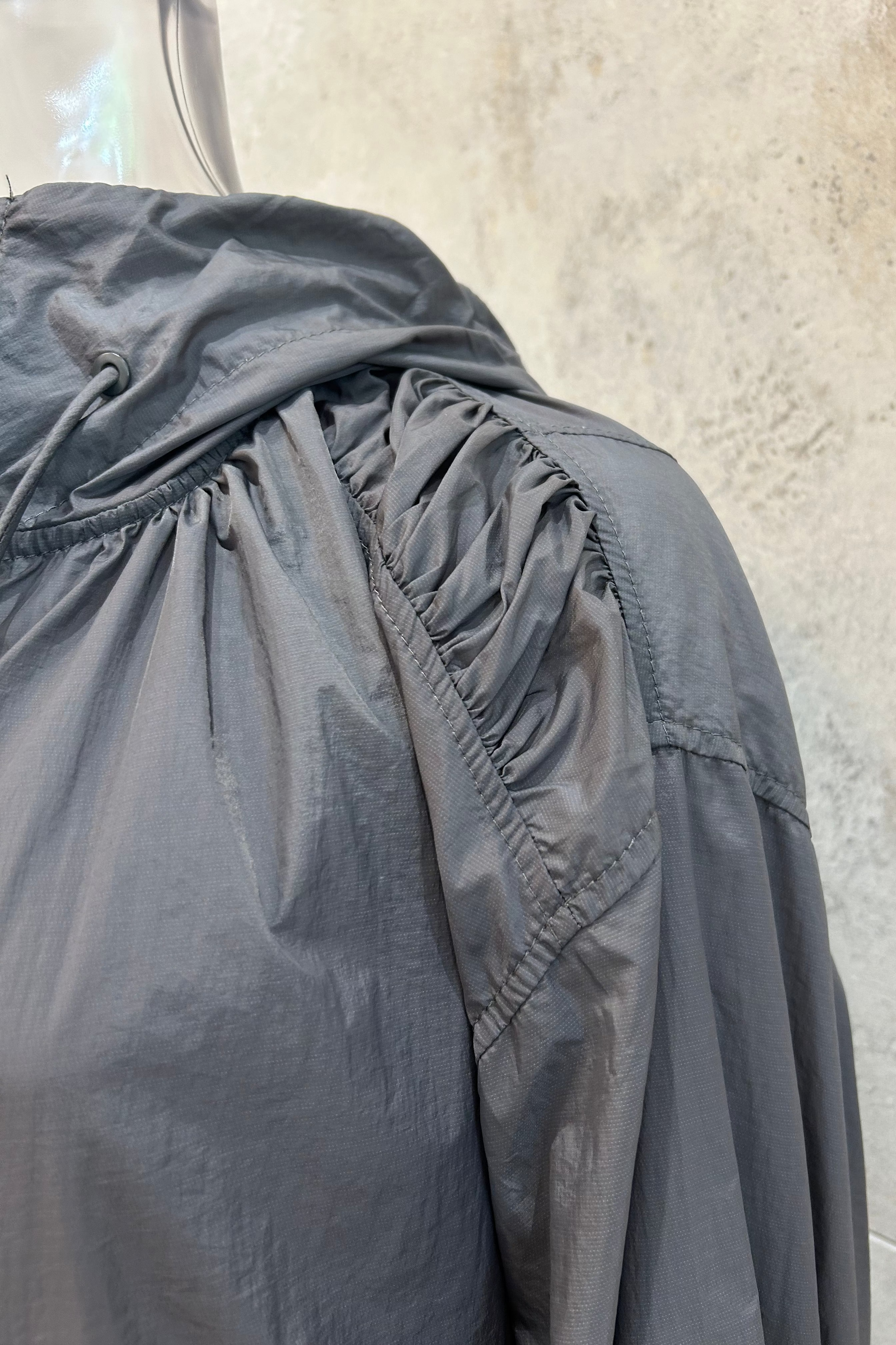 Shirred Hooded Windbreaker Jacket