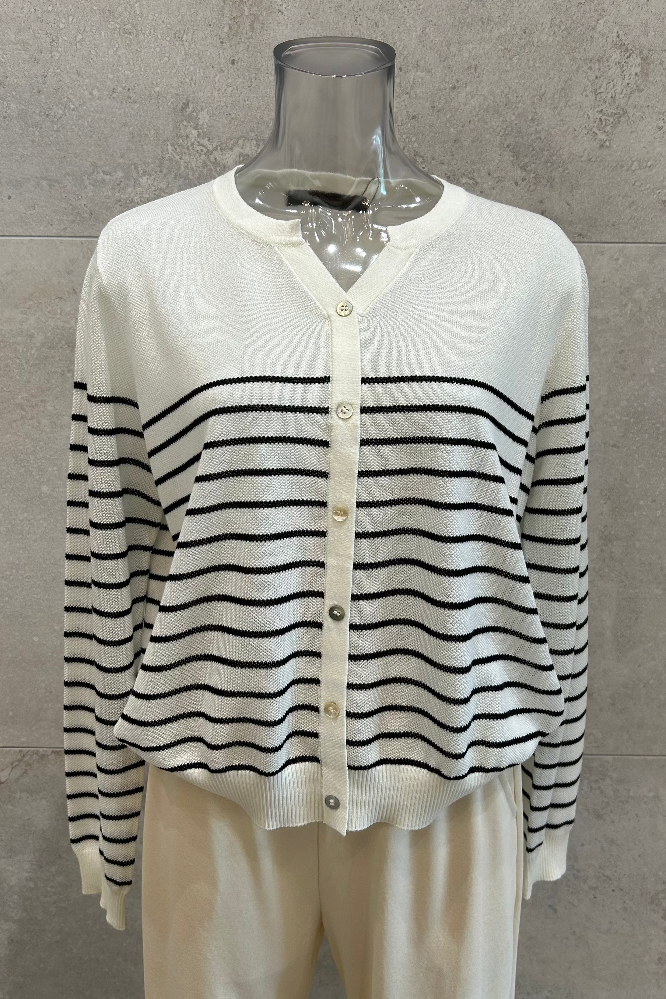 Linen Blend Stripe Cardigan