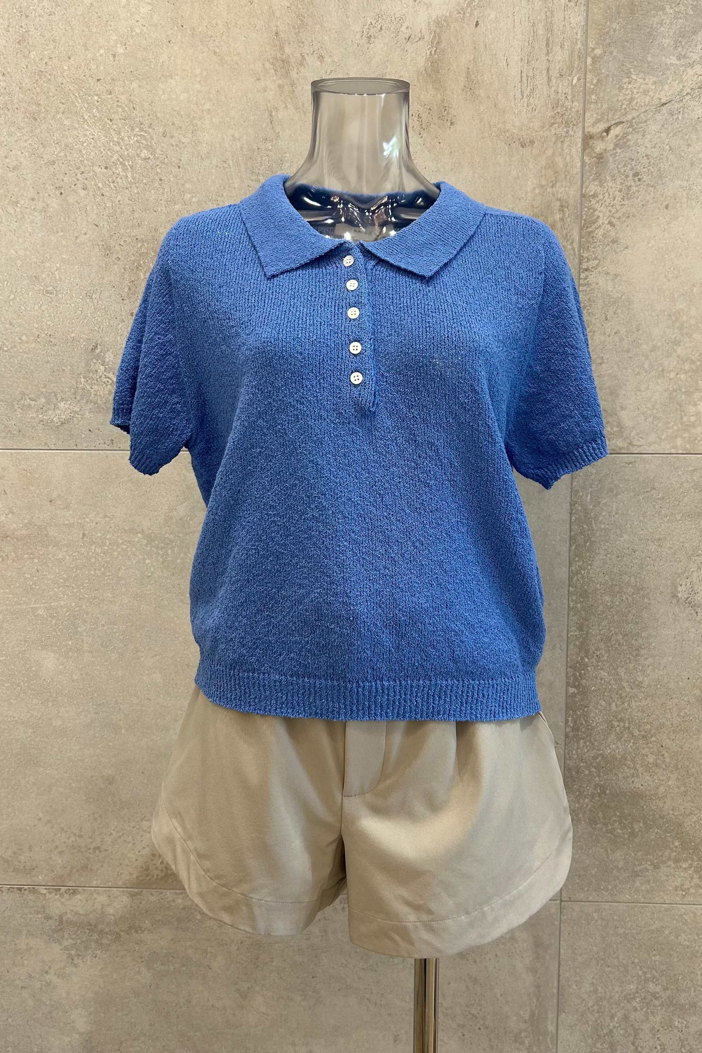 Textured Polo Knit Top