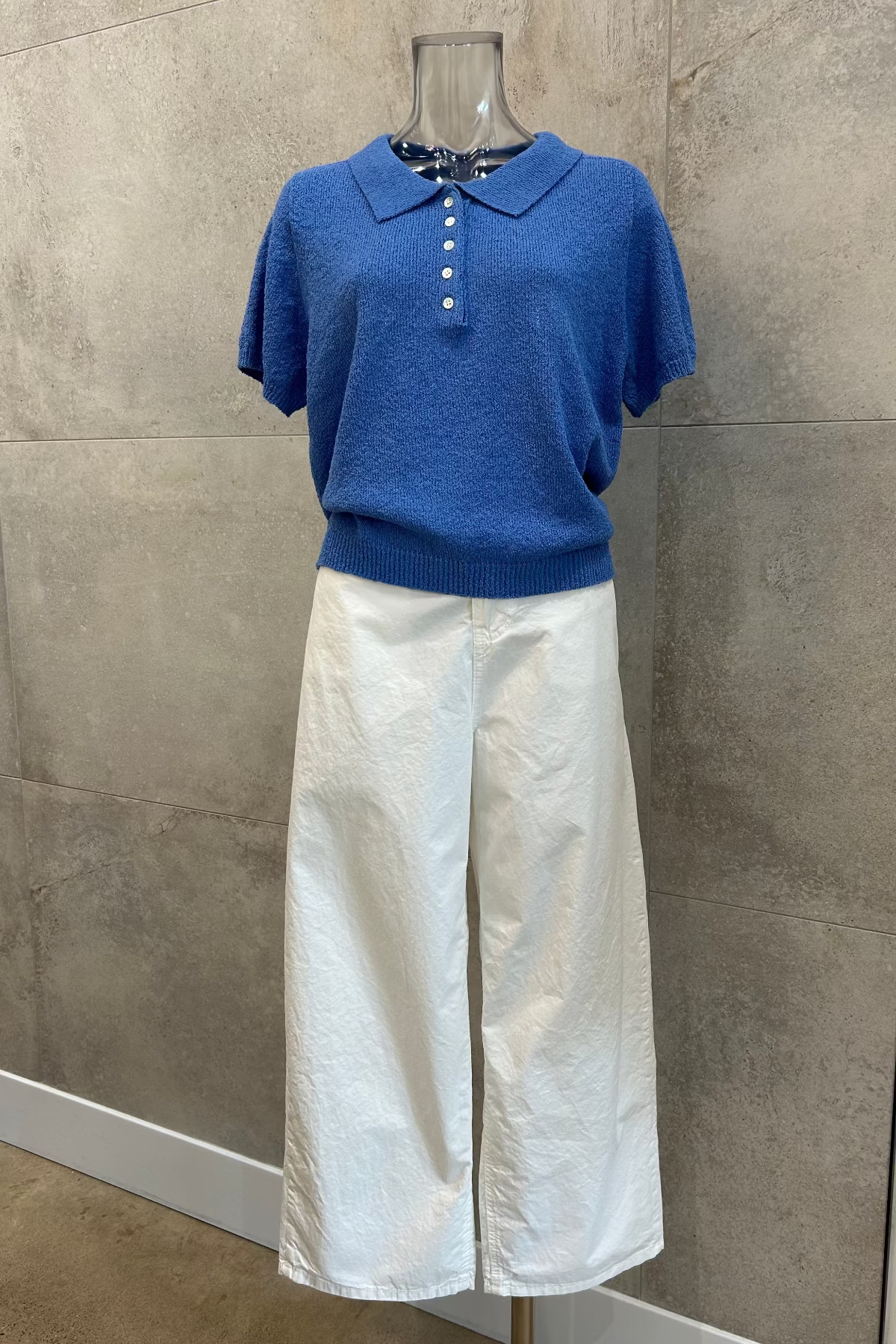 Textured Polo Knit Top