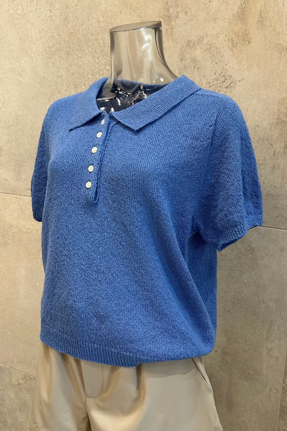 Textured Polo Knit Top