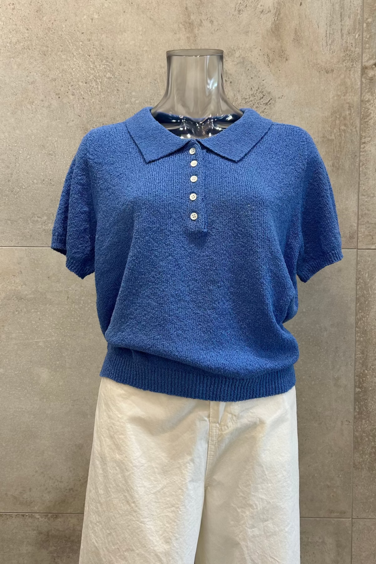 Textured Polo Knit Top