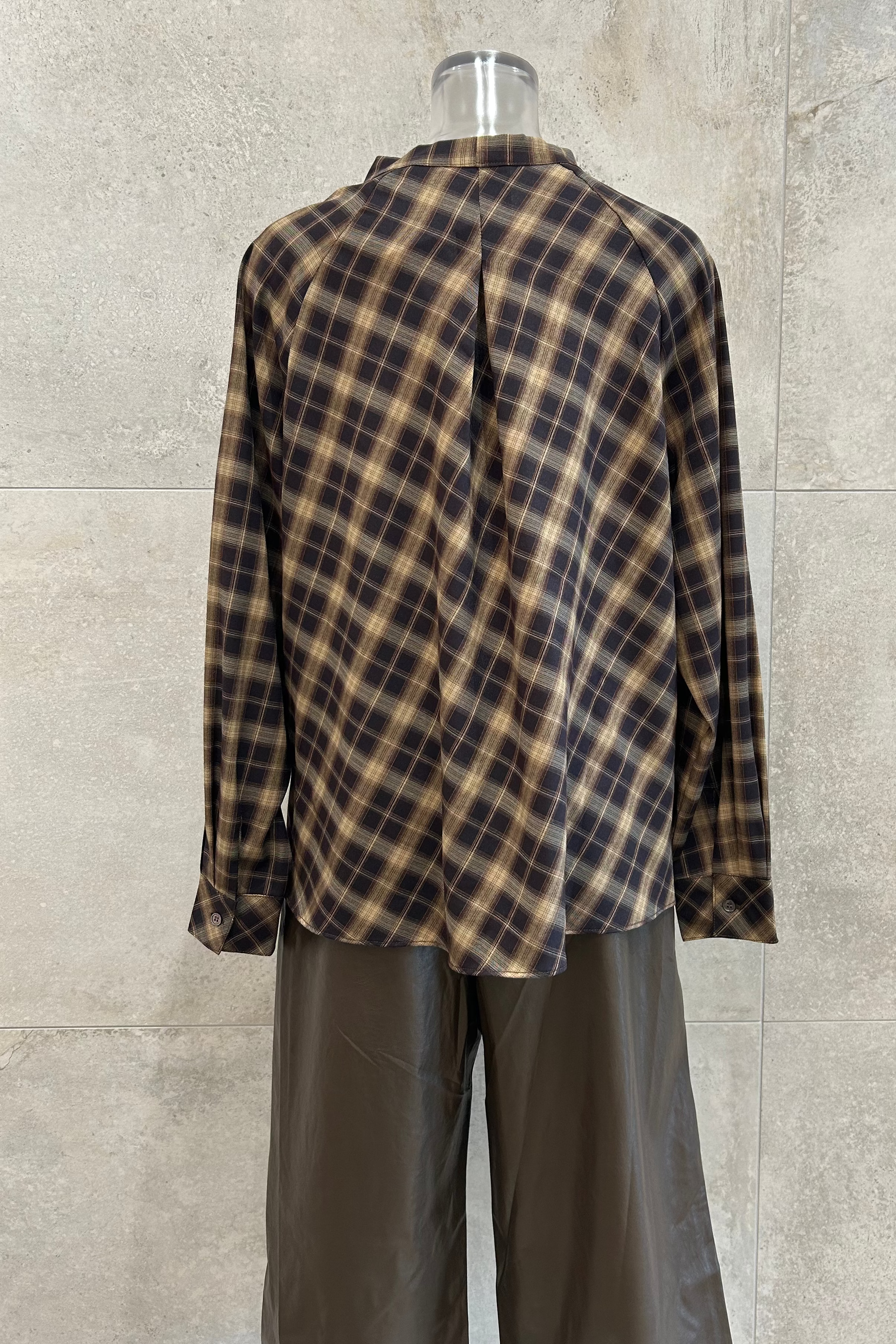 Tie Neck Plaid Bouse