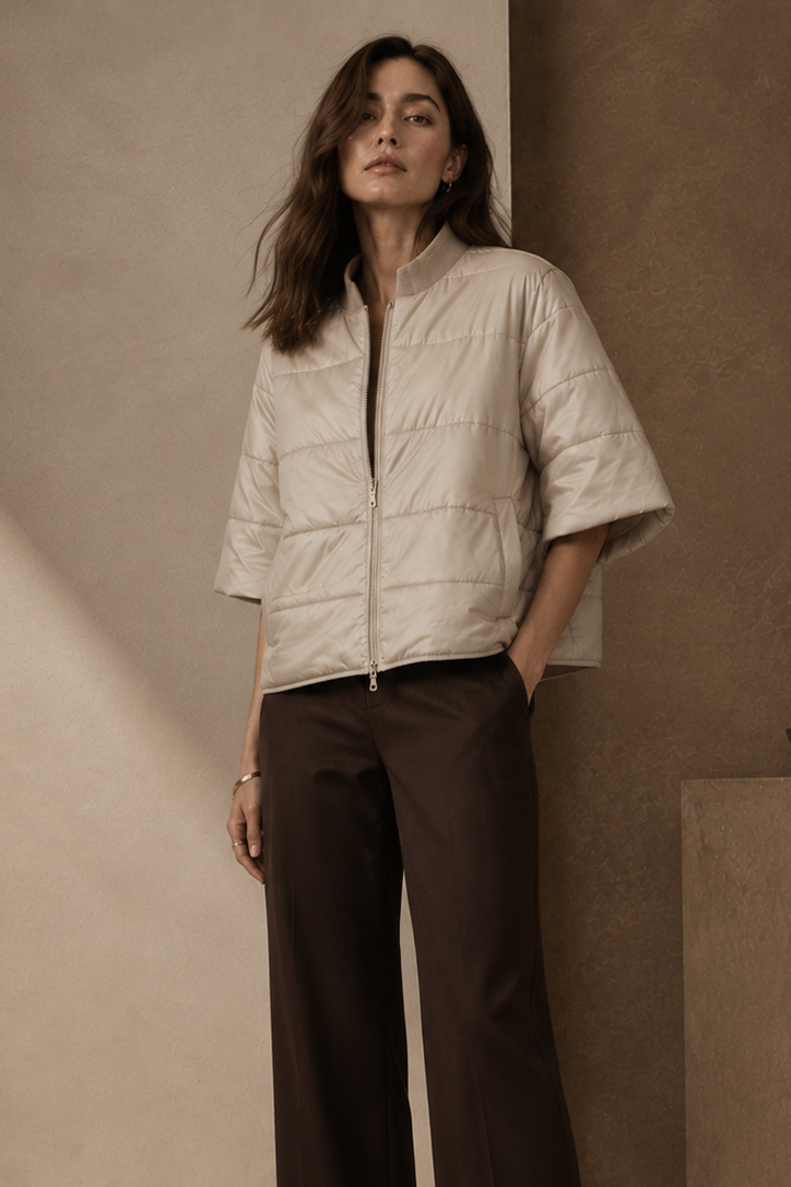 3/4 Sleeves Light Puffer Jacket