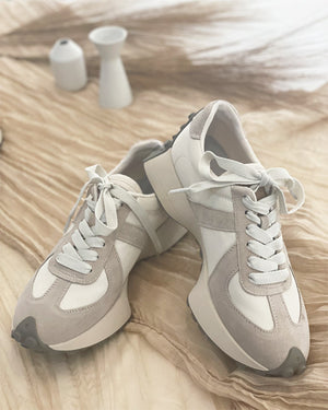 Suede line platform sneakers